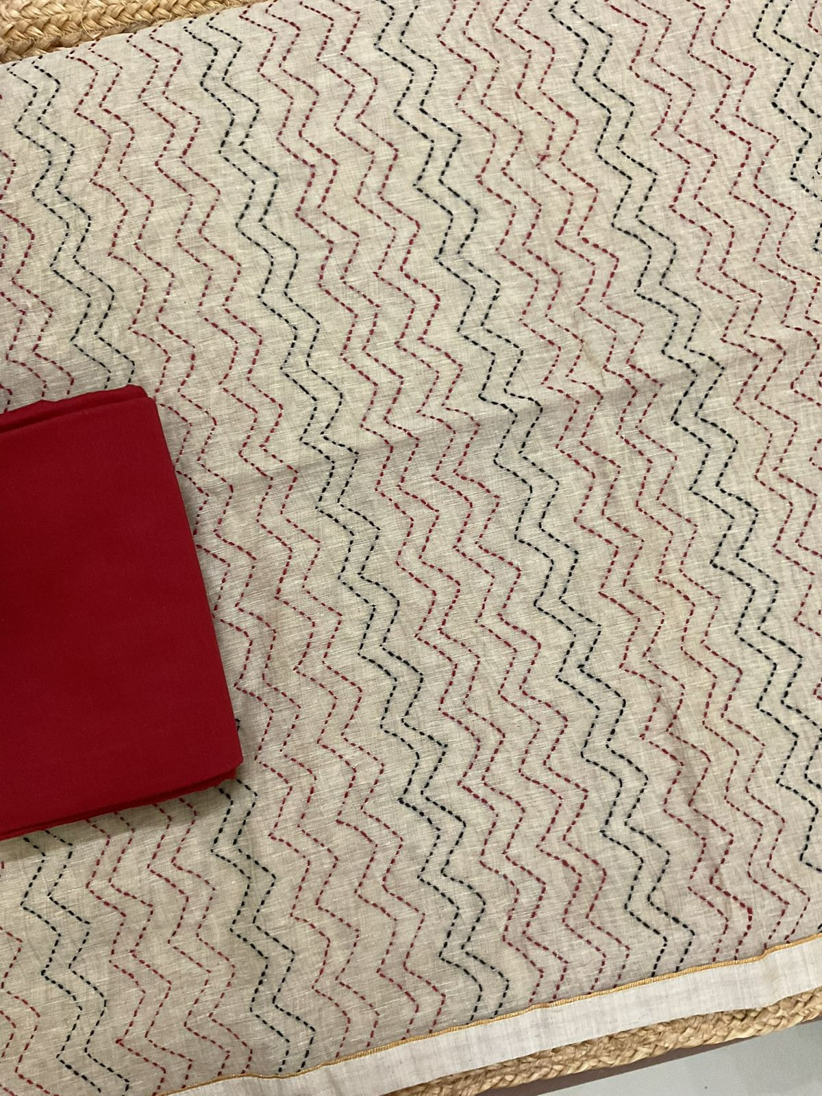 Soft Slub Chanderi Printed Embroidered Suit - Beige