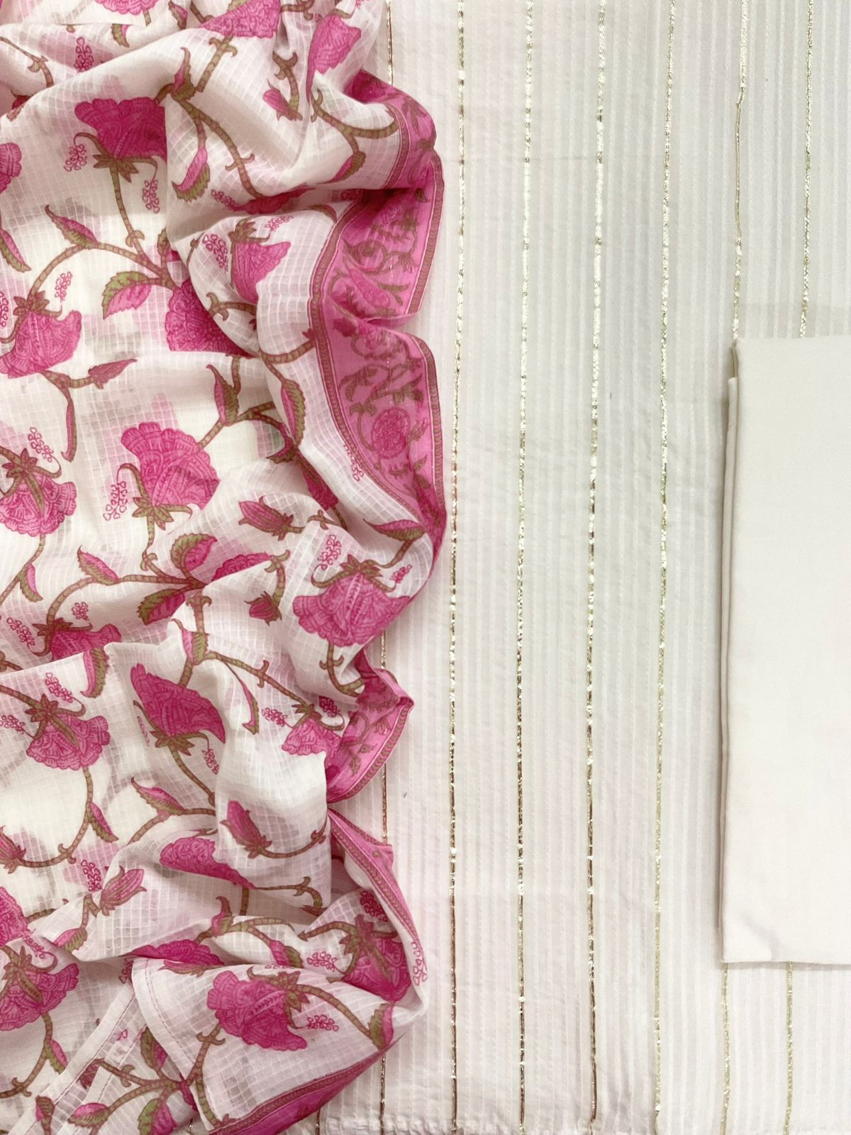 Pure Cotton Printed Embroidered Suit - Offwhite