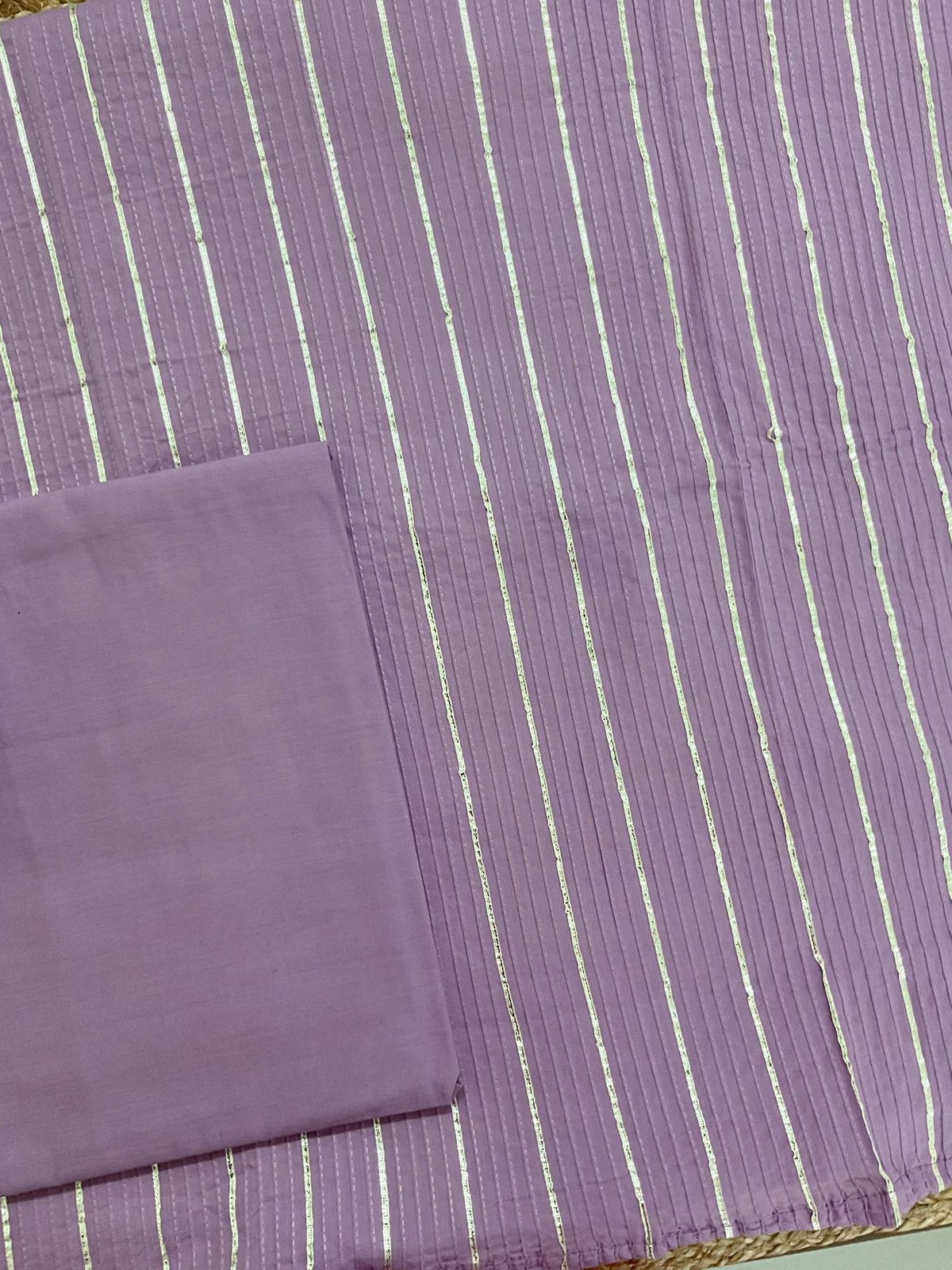 Pure Cotton Printed Embroidered Suit - Lavender