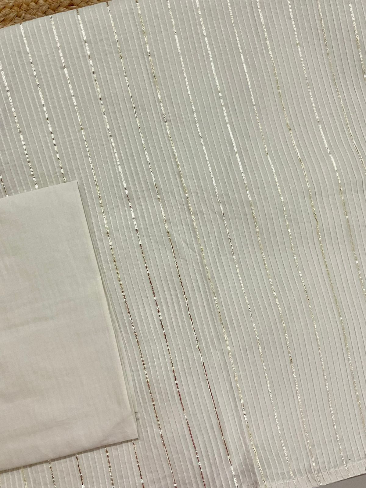 Pure Cotton Printed Embroidered Suit - Beigish Green