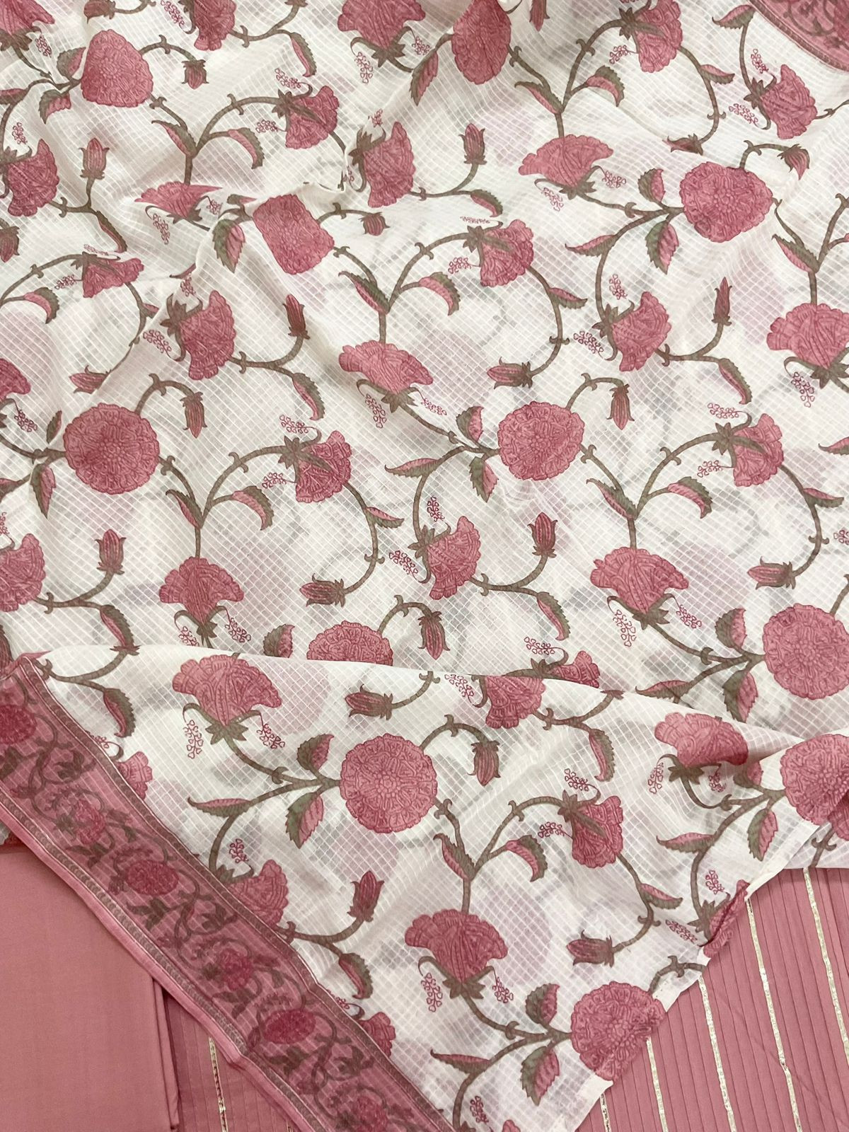 Pure Cotton Printed Embroidered Suit - Pink