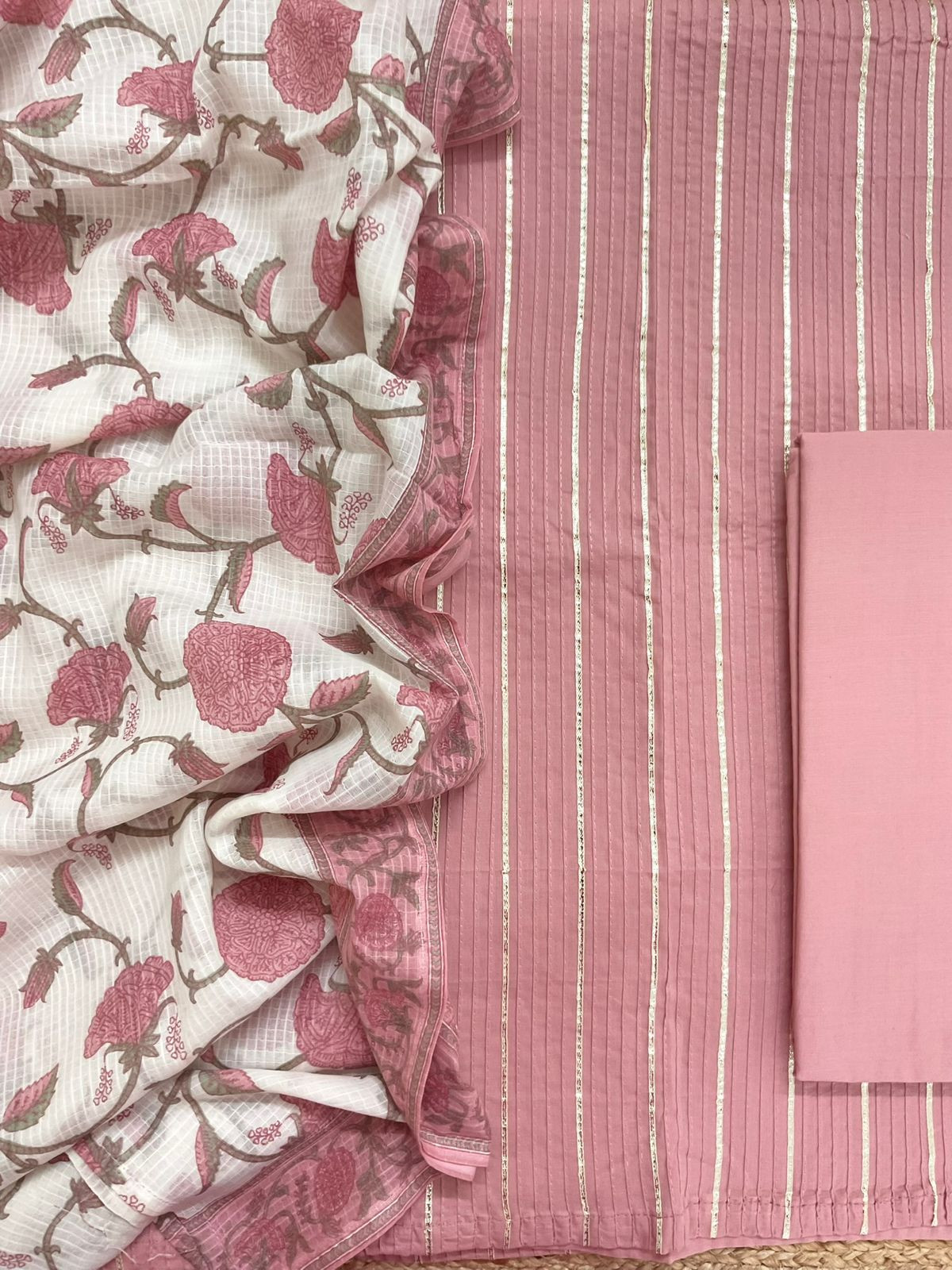 Pure Cotton Printed Embroidered Suit - Pink