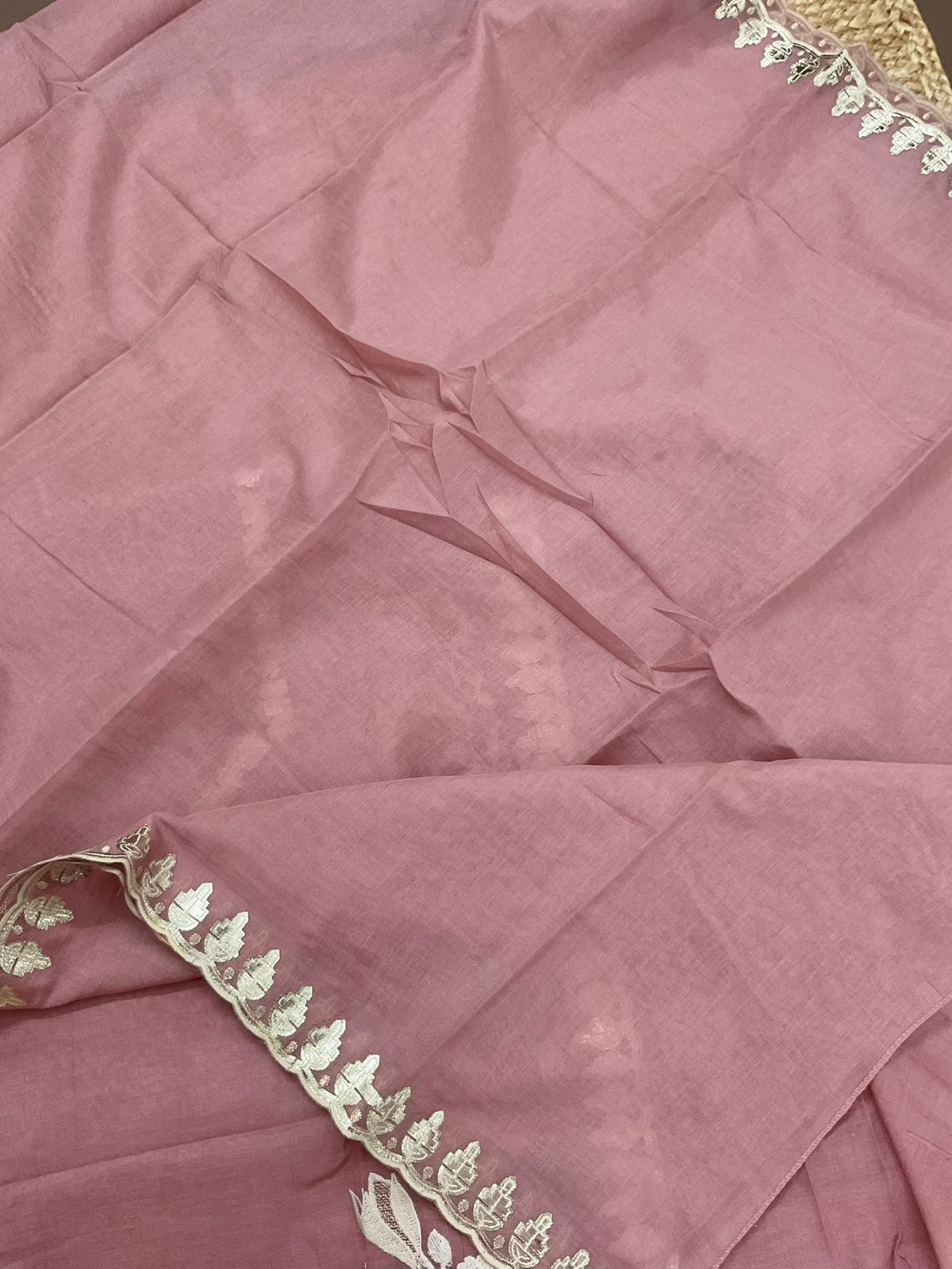 Pure Chanderi Embroidered Suit - Pink
