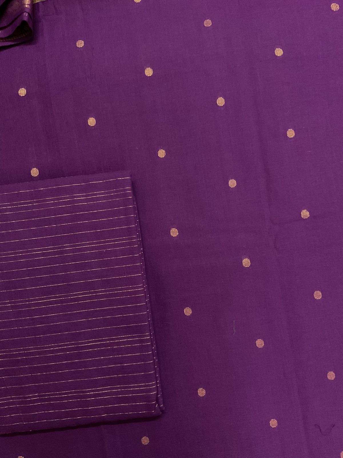 Pure Handloom Cotton Self Weaved Suit - Purple