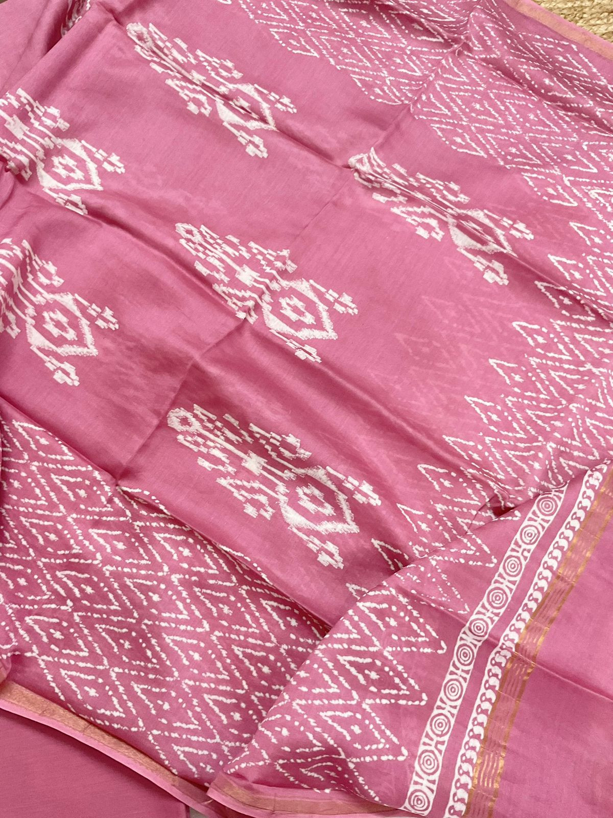 Pure Slub Cotton Printed Embroidered Suit - Off White