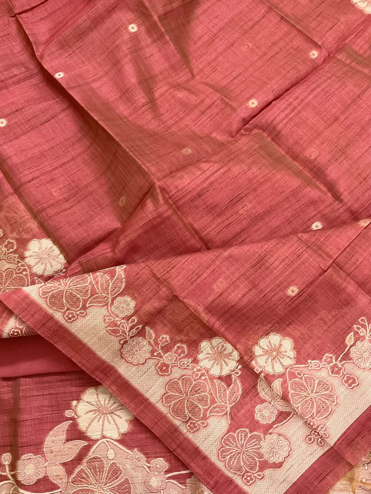 Soft Slub Chanderi Jamdani Weaved Suit - Rustic Orange