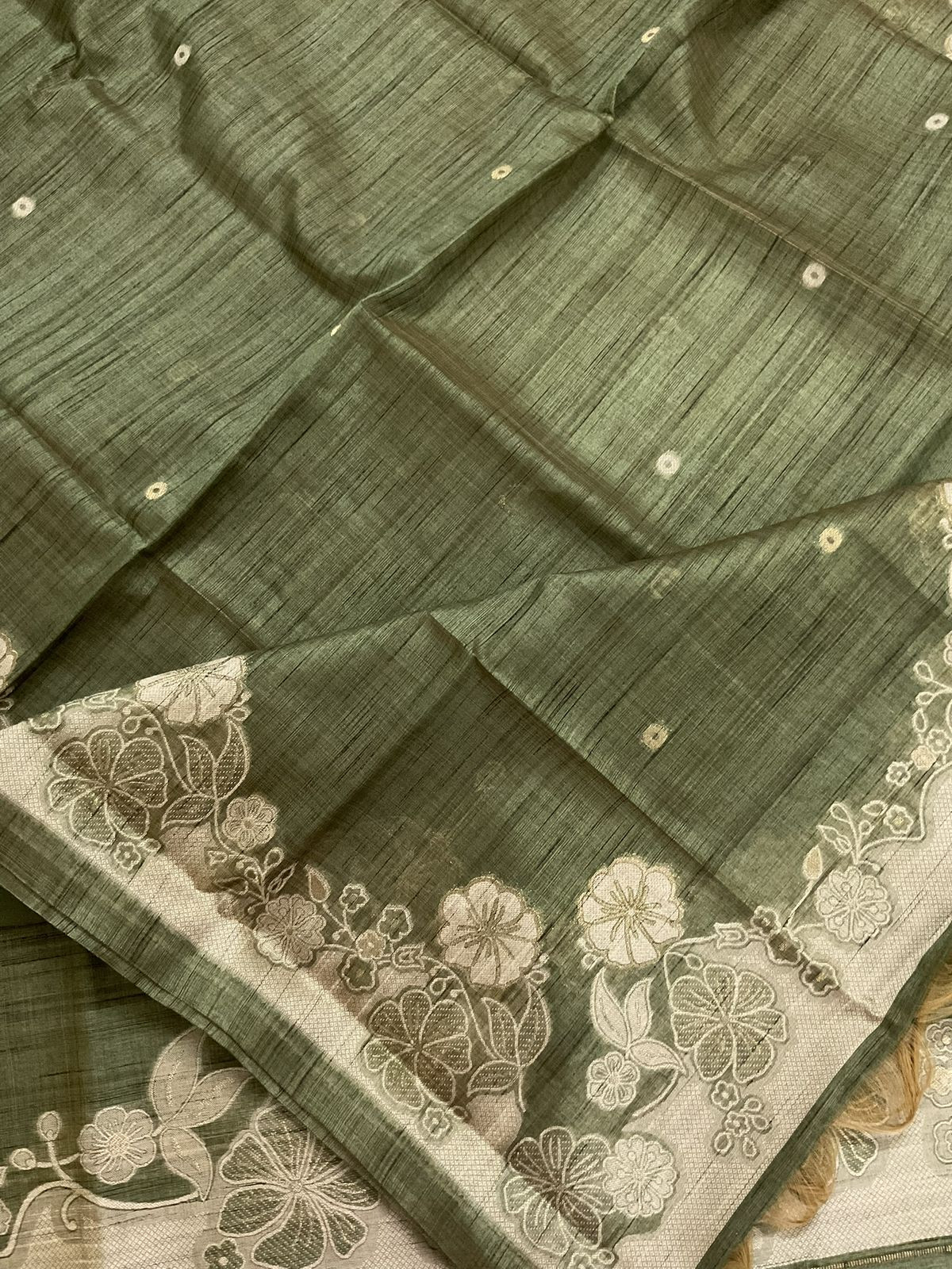 Soft Slub Chanderi Jamdani Weaved Suit - Green