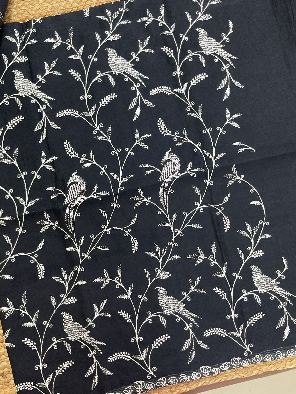 Pure Chanderi Embroidered Suit - Black