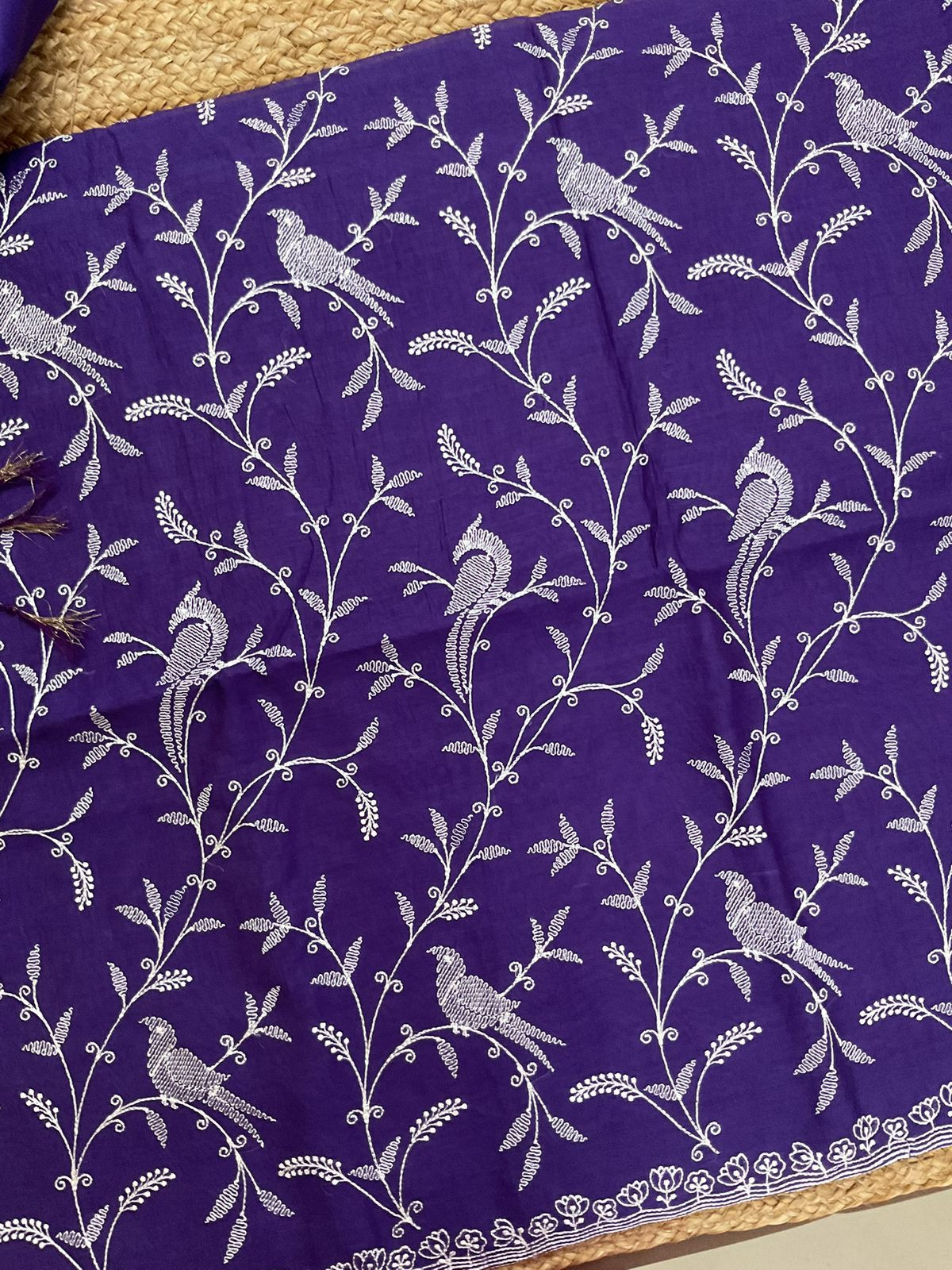 Pure Chanderi Embroidered Suit - Violet