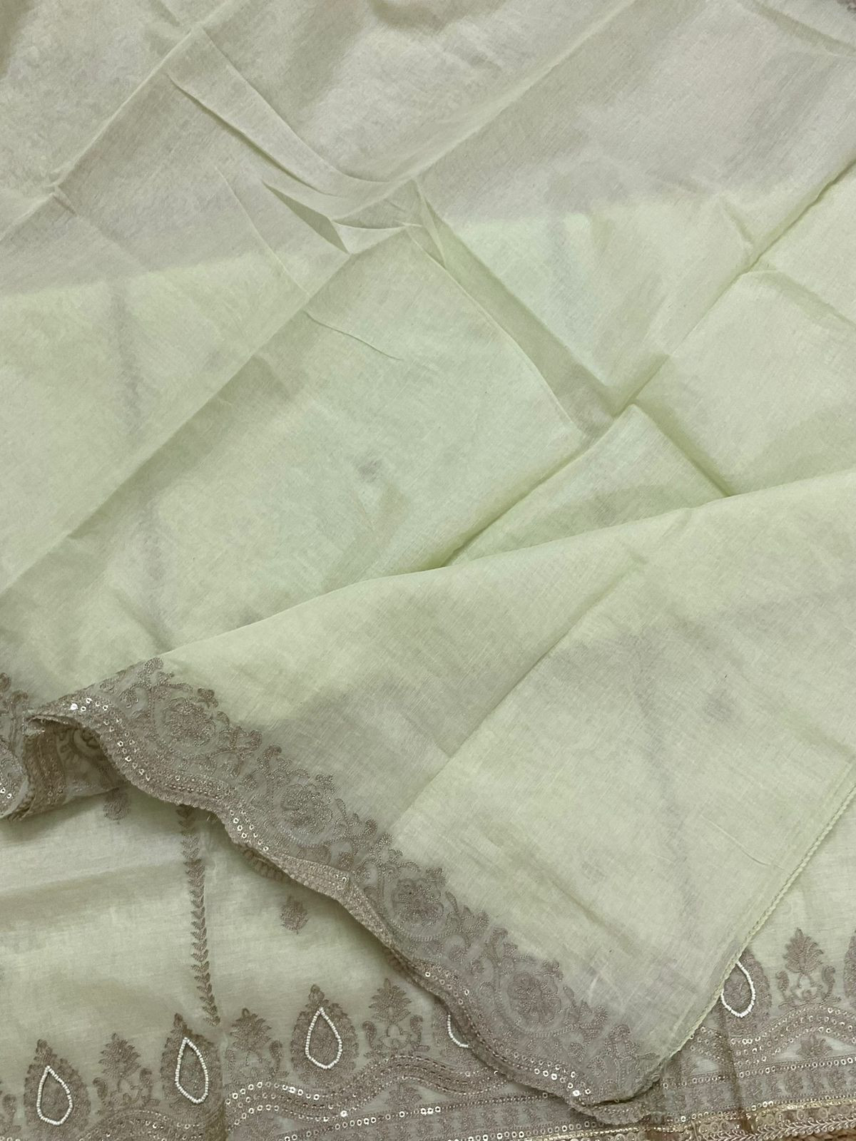 Pure Chanderi Embroidered Suit - Green