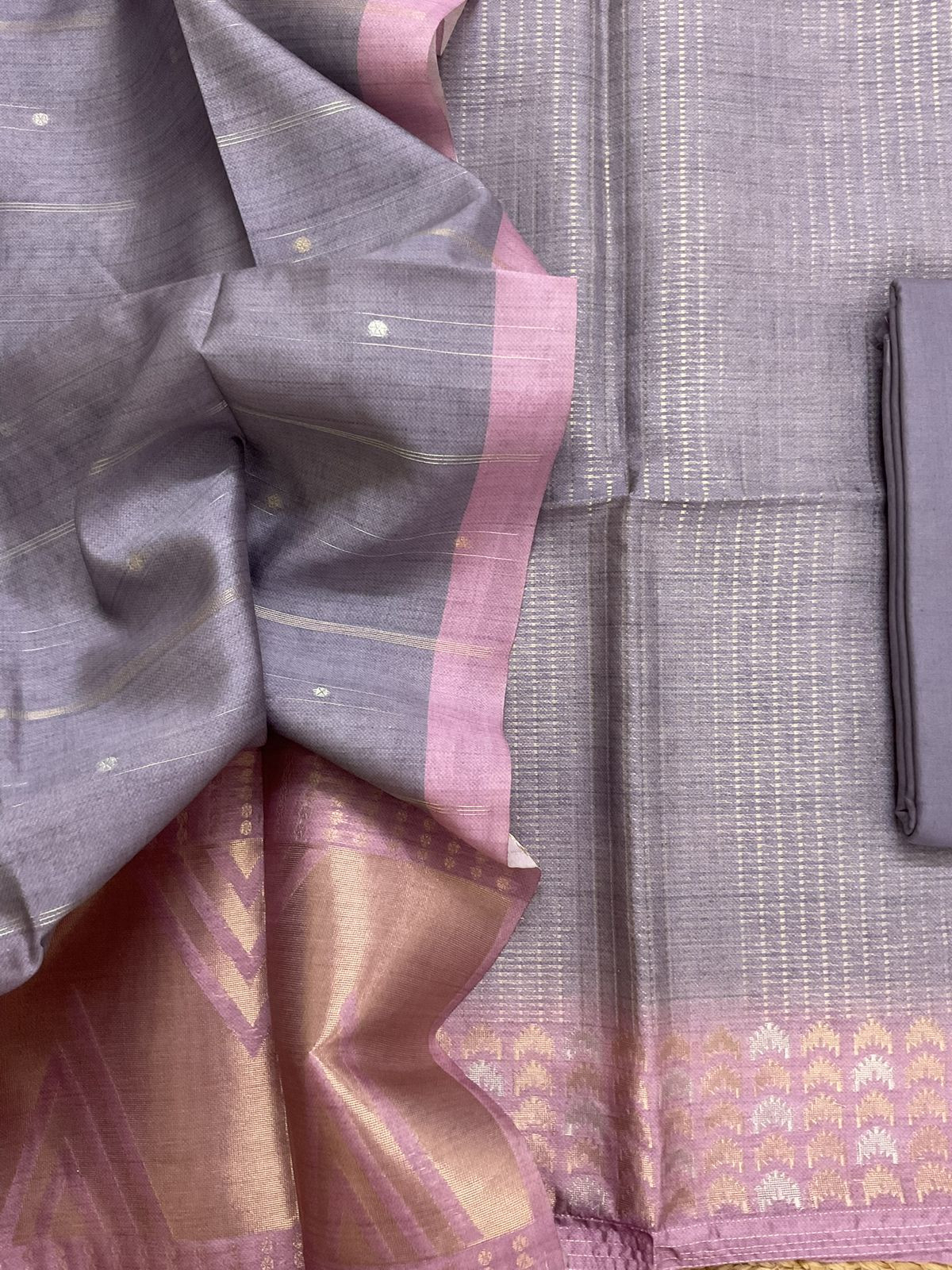 Soft Kora Chanderi Banarasi Weaved Suit - Purple