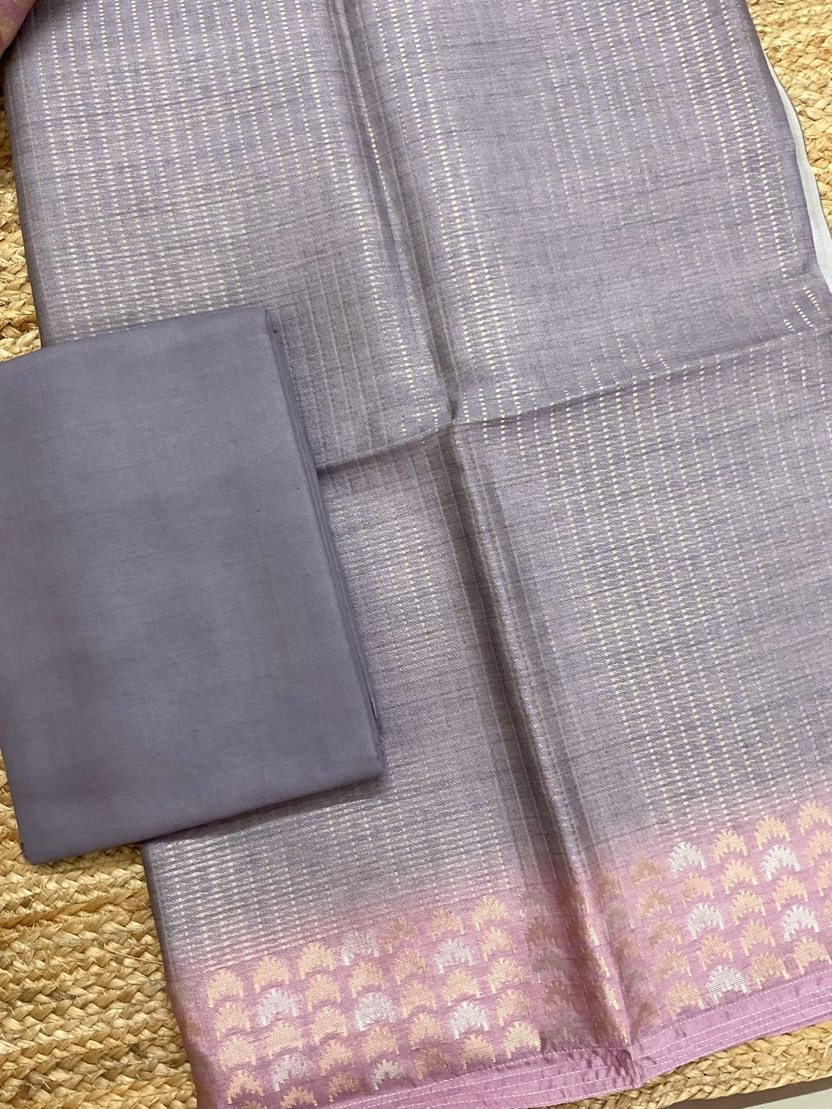 Soft Kora Chanderi Banarasi Weaved Suit - Purple