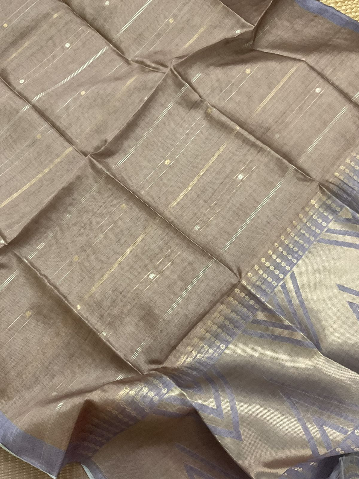 Soft Kora Chanderi Banarasi Weaved Suit - Brown