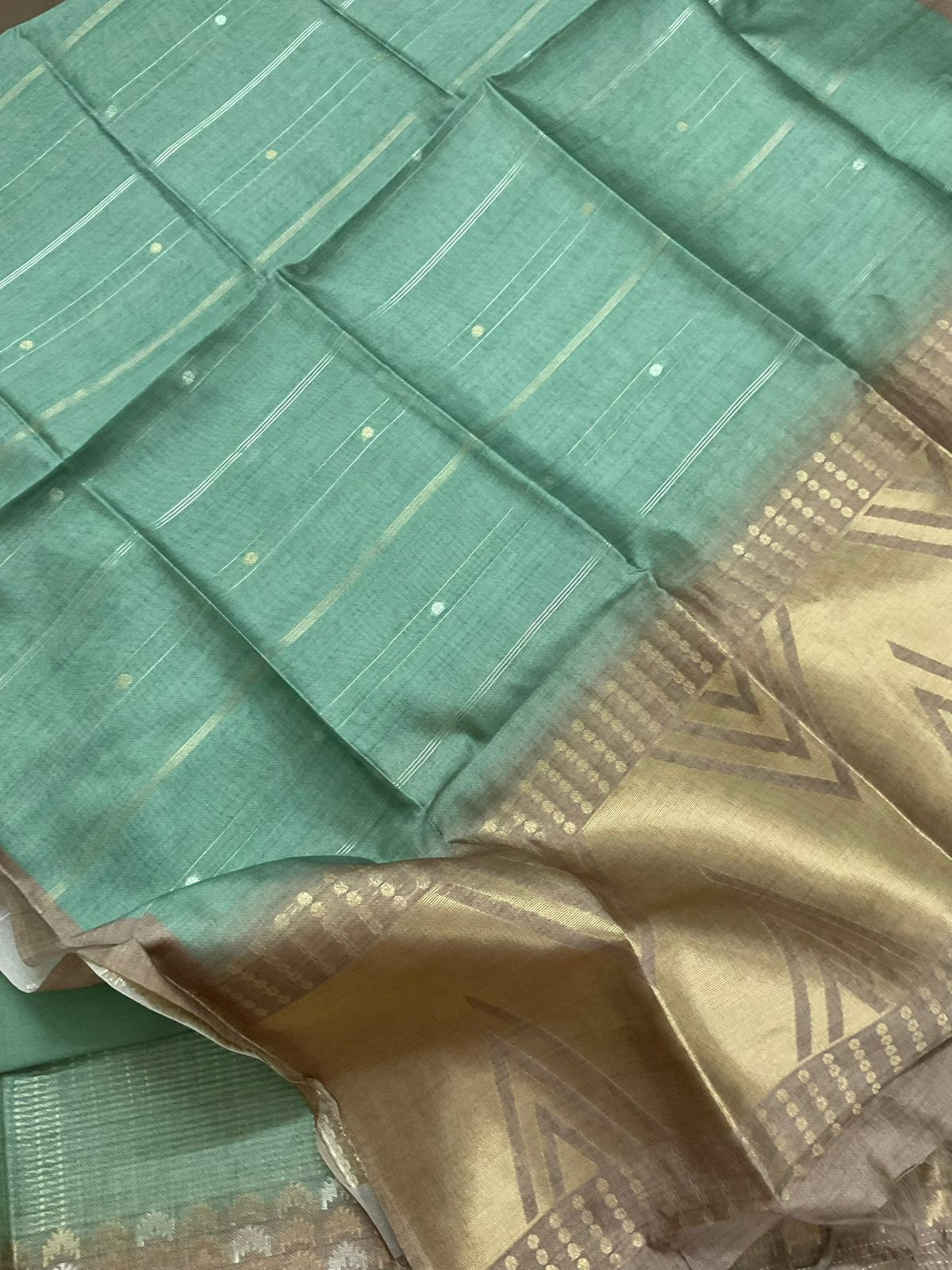 Soft Kora Chanderi Banarasi Weaved Suit - Green