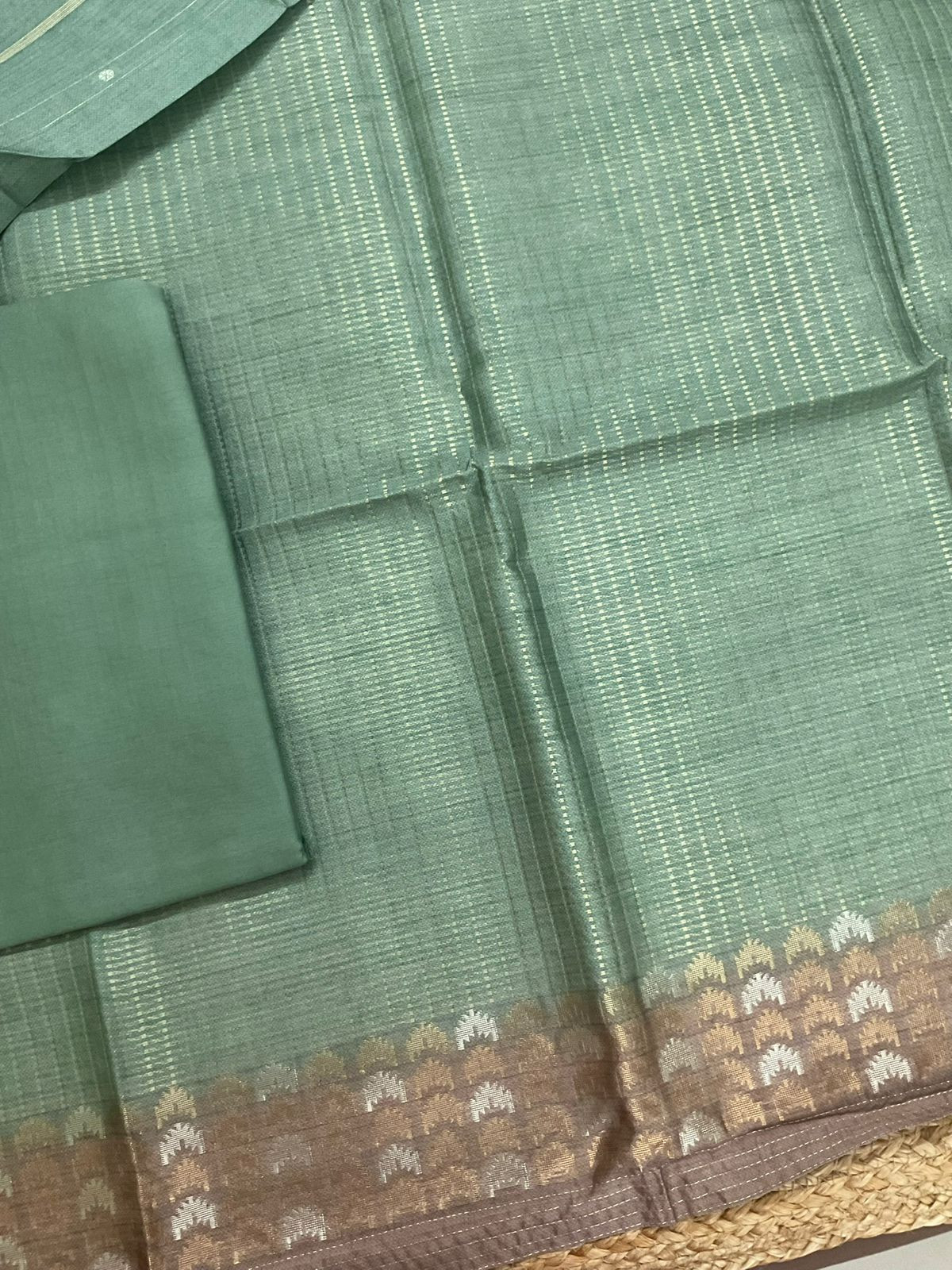 Soft Kora Chanderi Banarasi Weaved Suit - Green