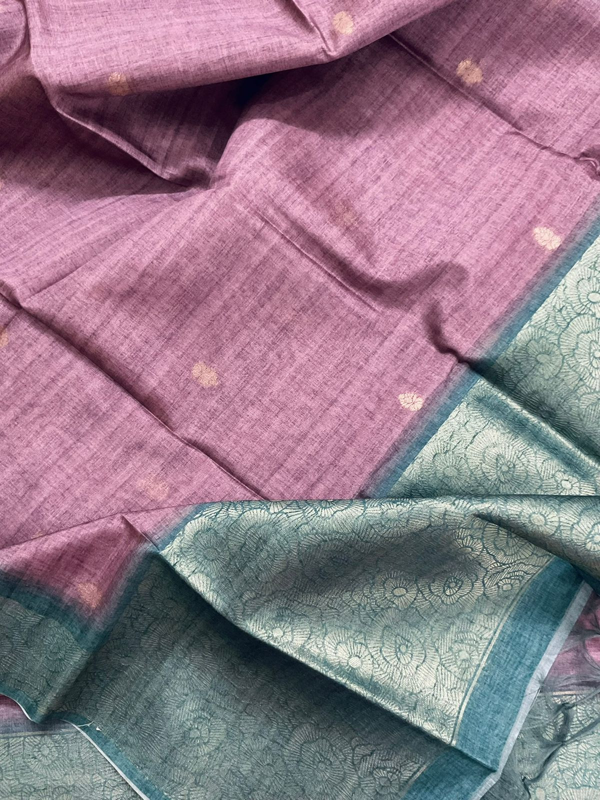 Soft Semi Tussar Silk Jamdani Weaved Suit - Purple