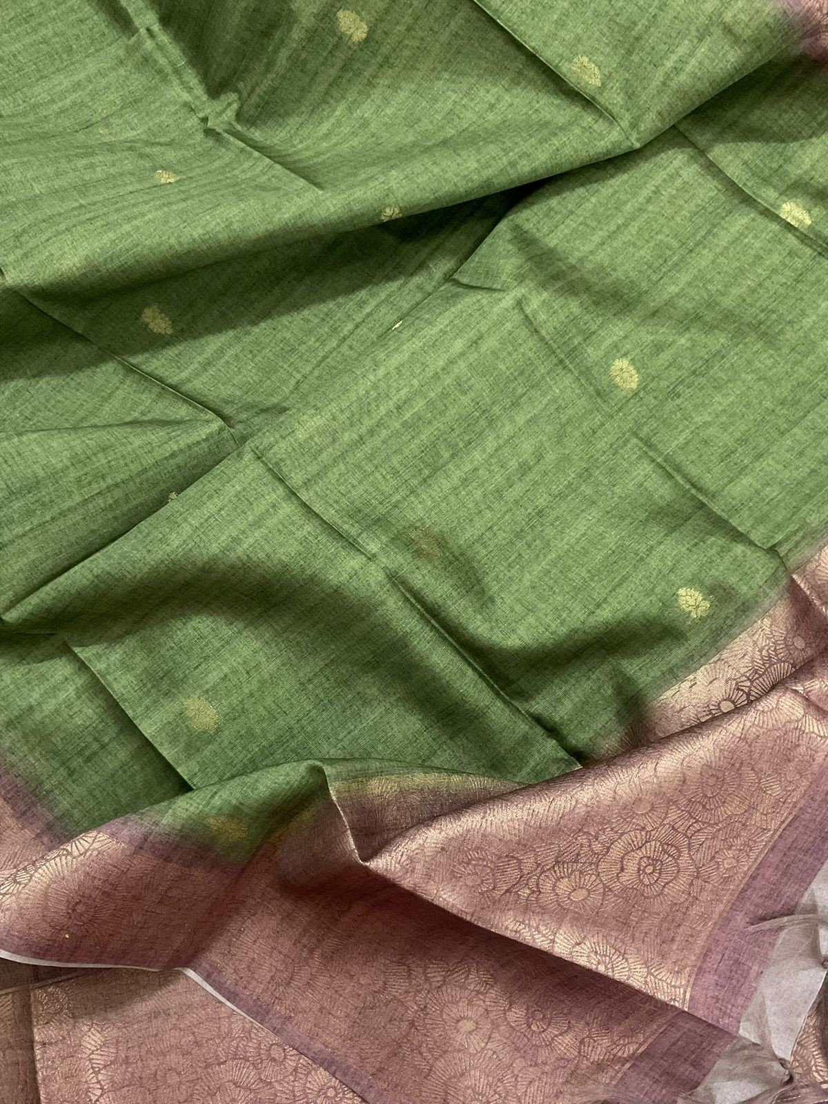 Soft Semi Tussar Silk Jamdani Weaved Suit - Green