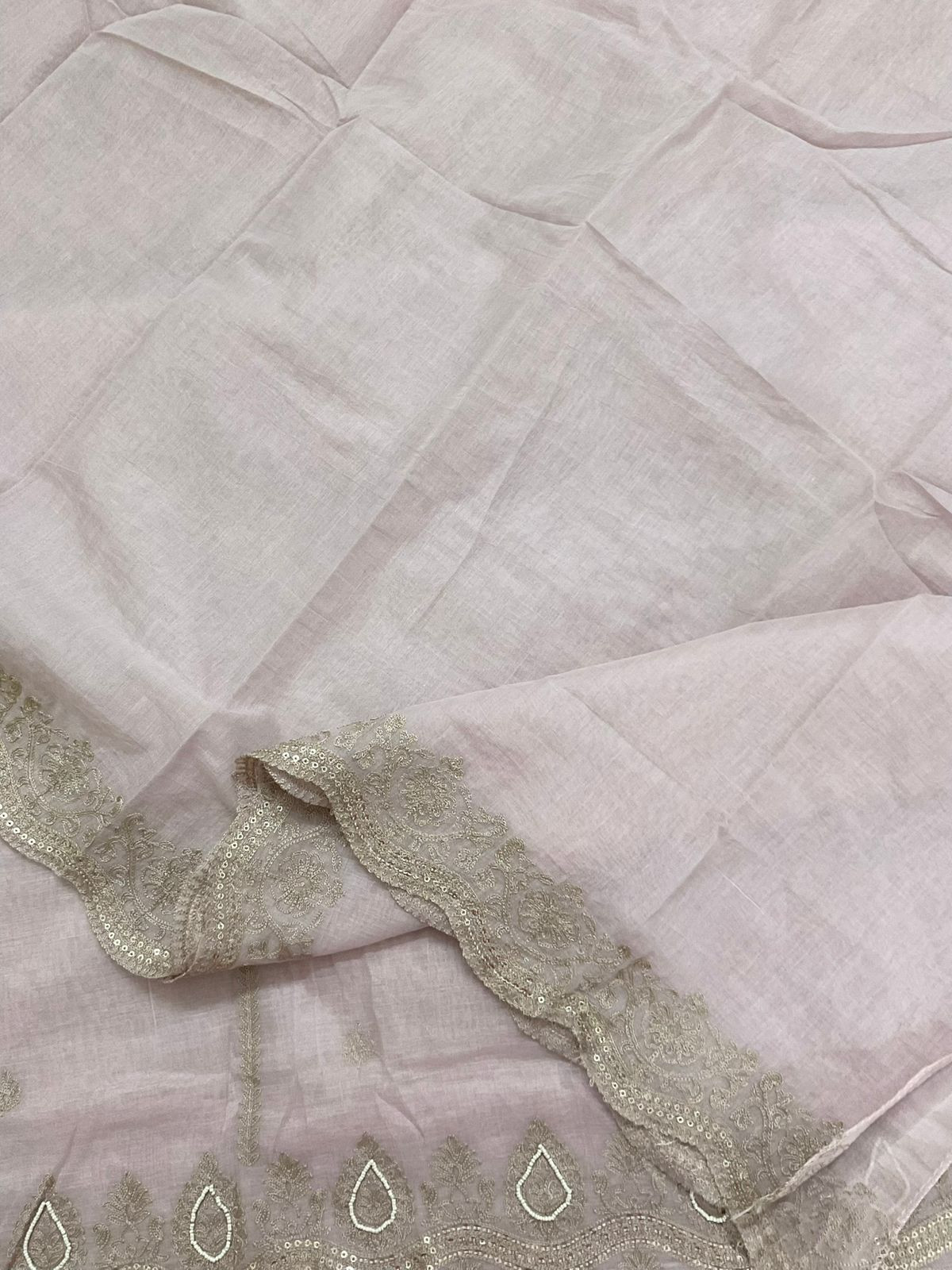 Pure Chanderi Embroidered Suit - Light Onion Pink