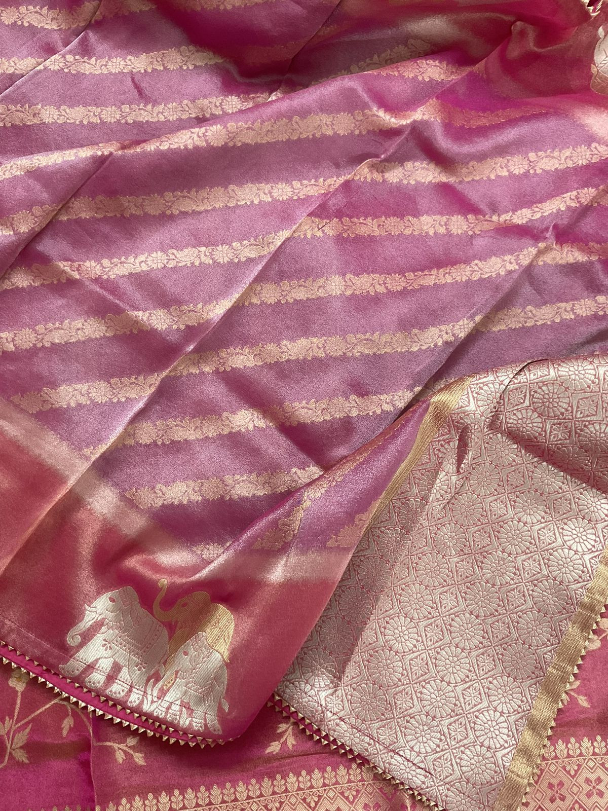 Pure Shimmer Silk Banarasi Weaved Suit - Pink