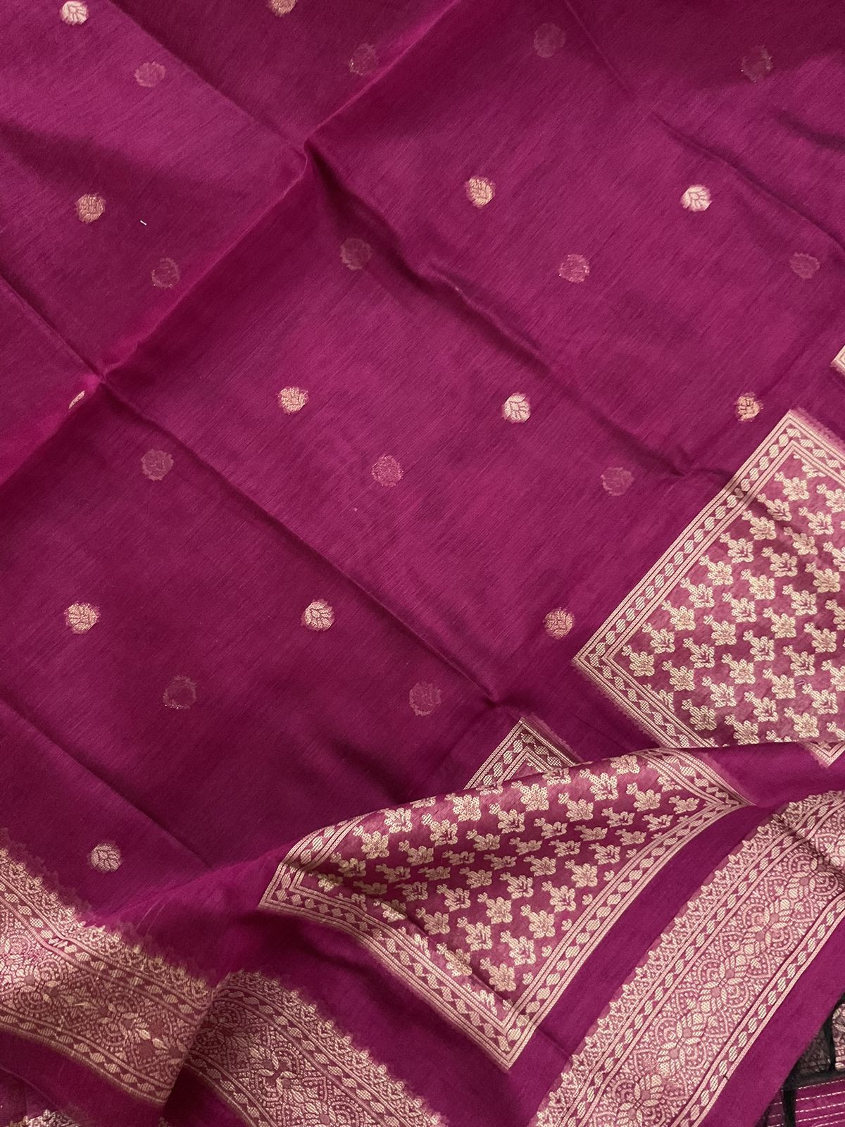 Soft Slub Chanderi Jamdani Weaved Suit - Magenta