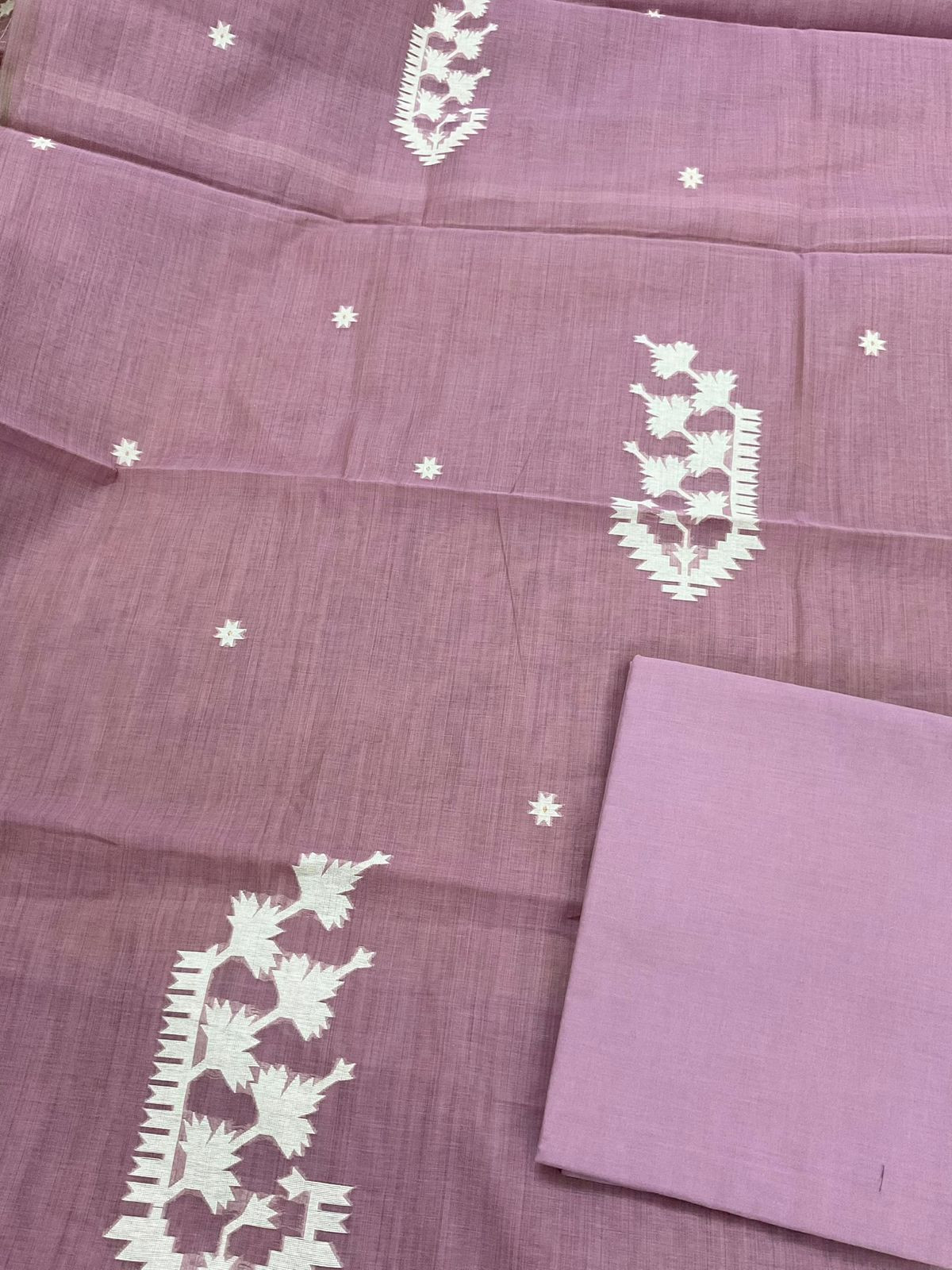 Soft Fine Slub Chanderi Jamdani Weaved Suit - Purple