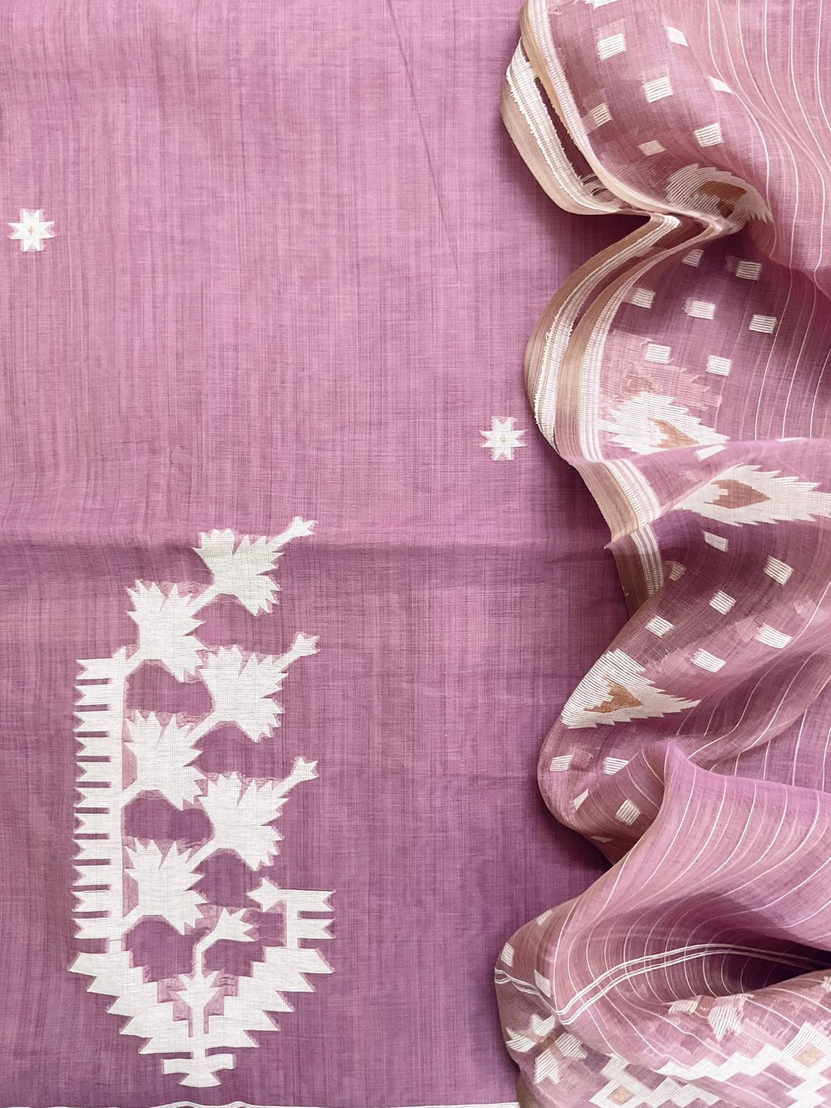 Soft Fine Slub Chanderi Jamdani Weaved Suit - Purple