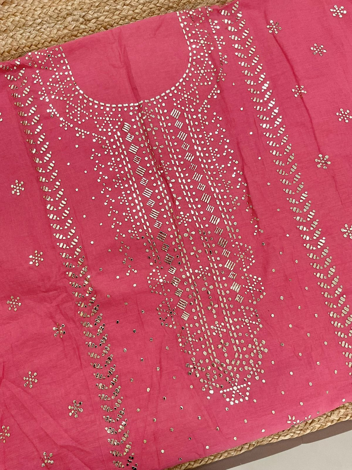 Pure Chanderi Embroidered Suit - Pink