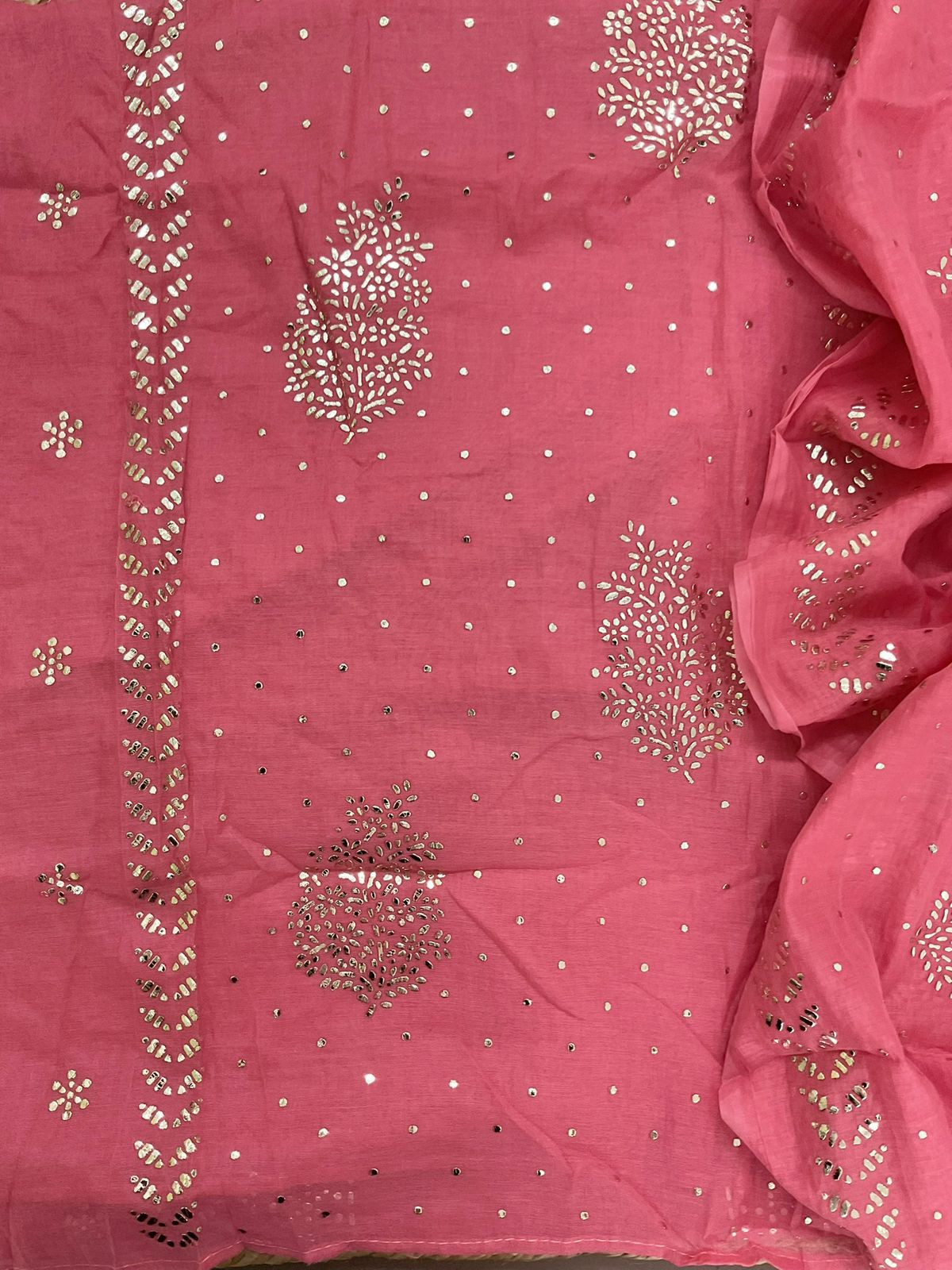 Pure Chanderi Embroidered Suit - Pink