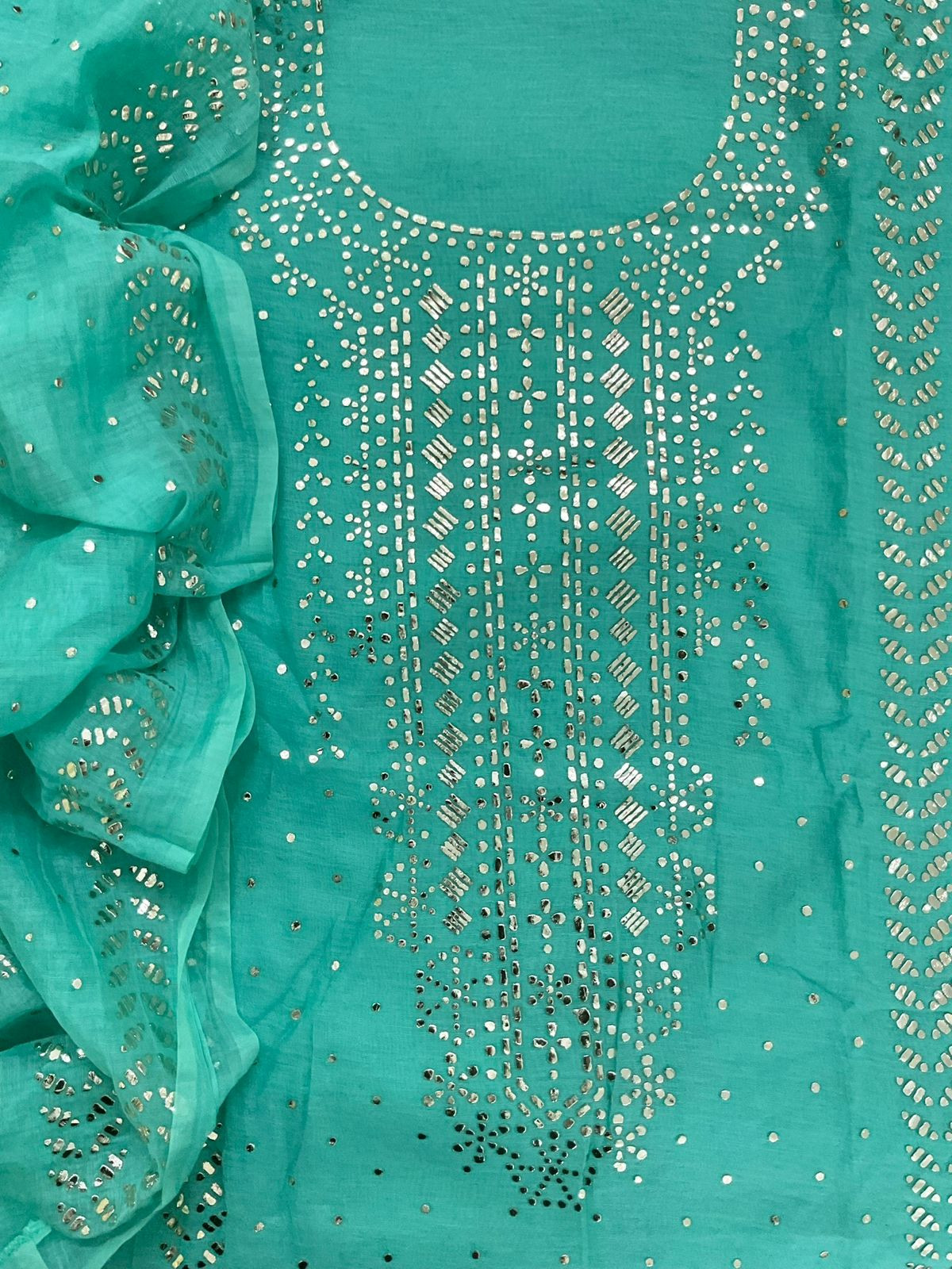 Pure Chanderi Embroidered Suit - Blue