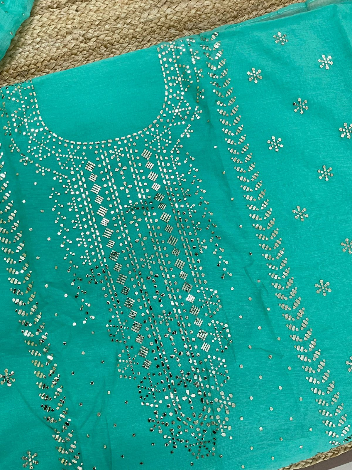 Pure Chanderi Embroidered Suit - Blue