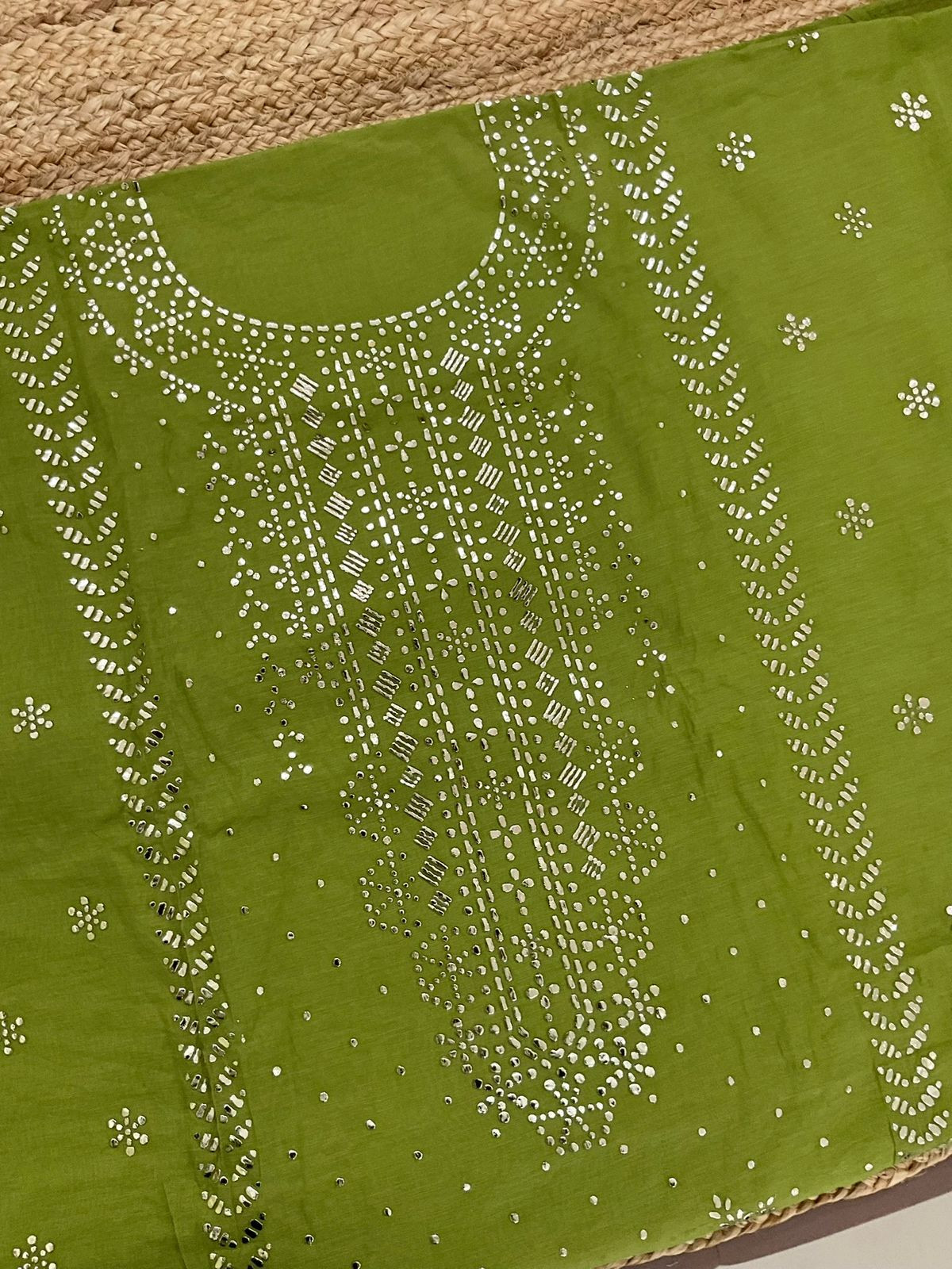 Pure Chanderi Embroidered Suit - Green