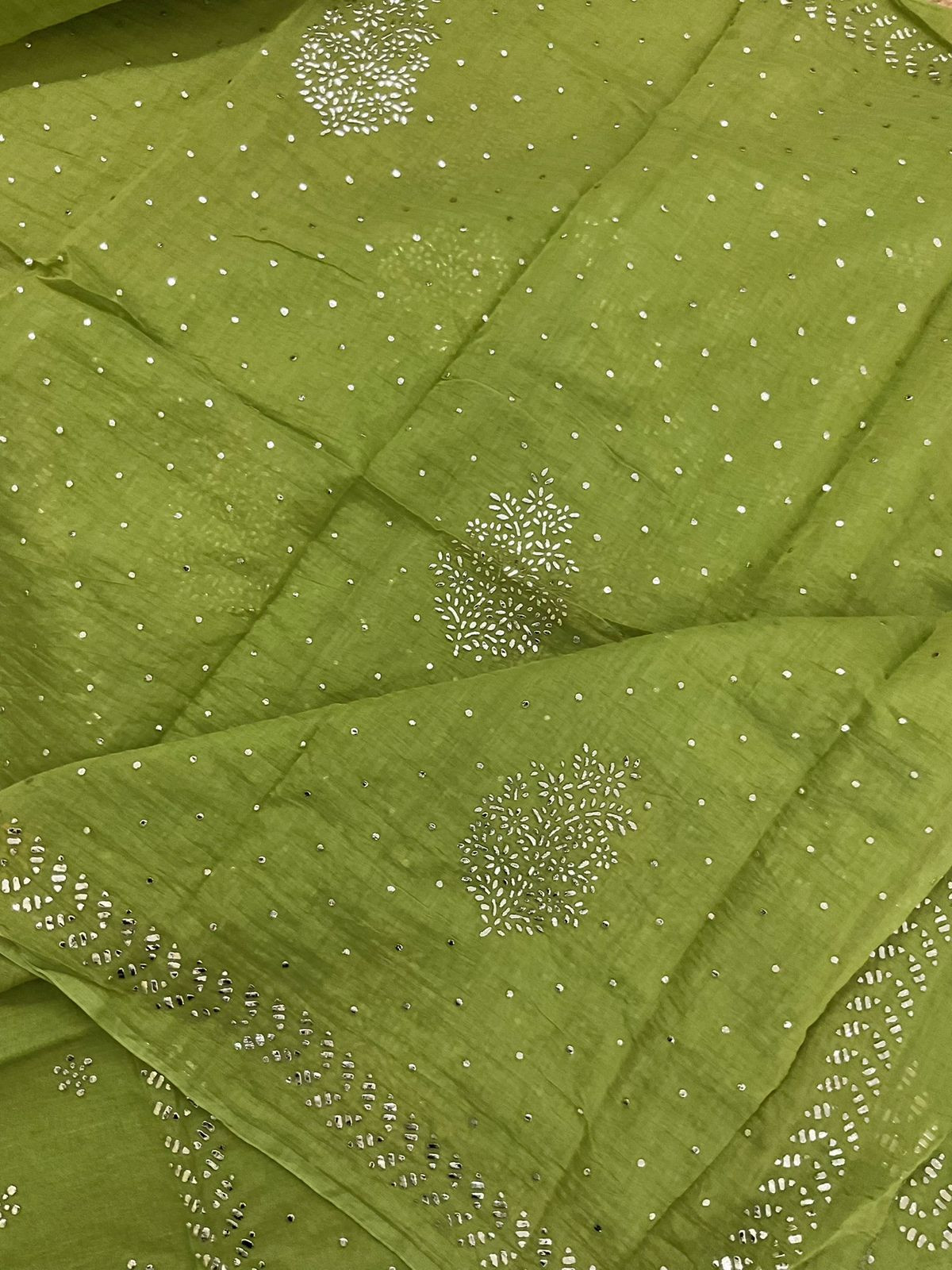 Pure Chanderi Embroidered Suit - Green