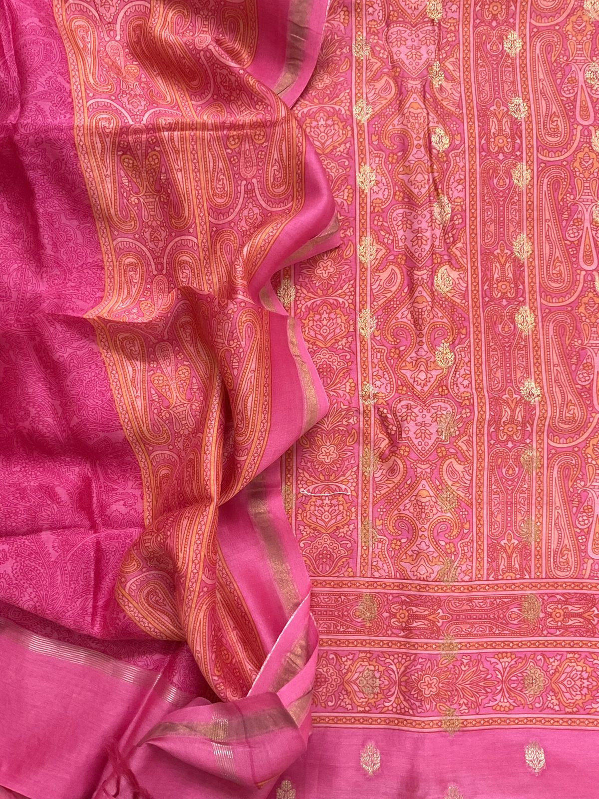 Pure Maheshwari Printed Banarasi Weaved Suit - Pink