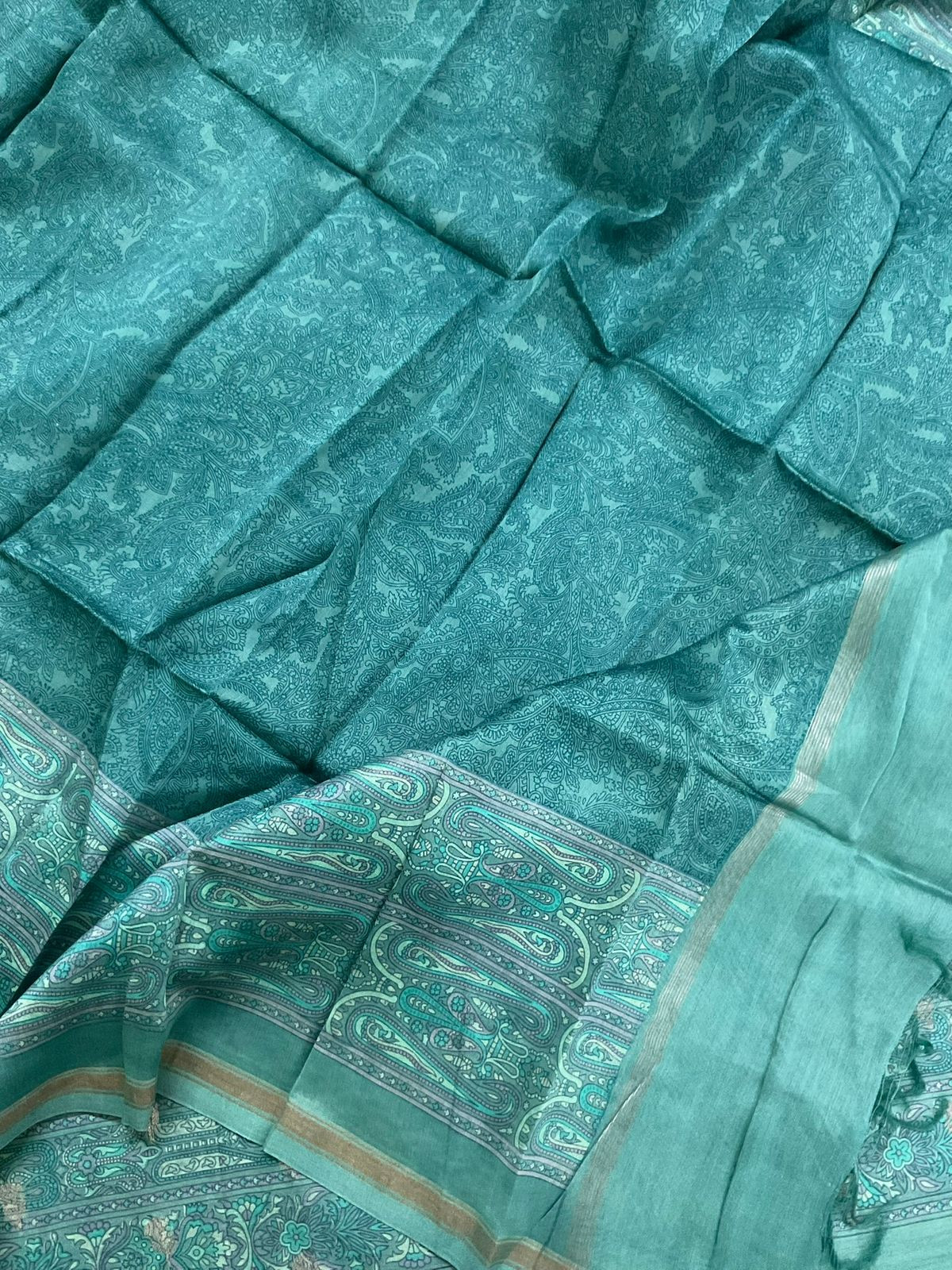 Pure Maheshwari Printed Banarasi Weaved Suit - Blue