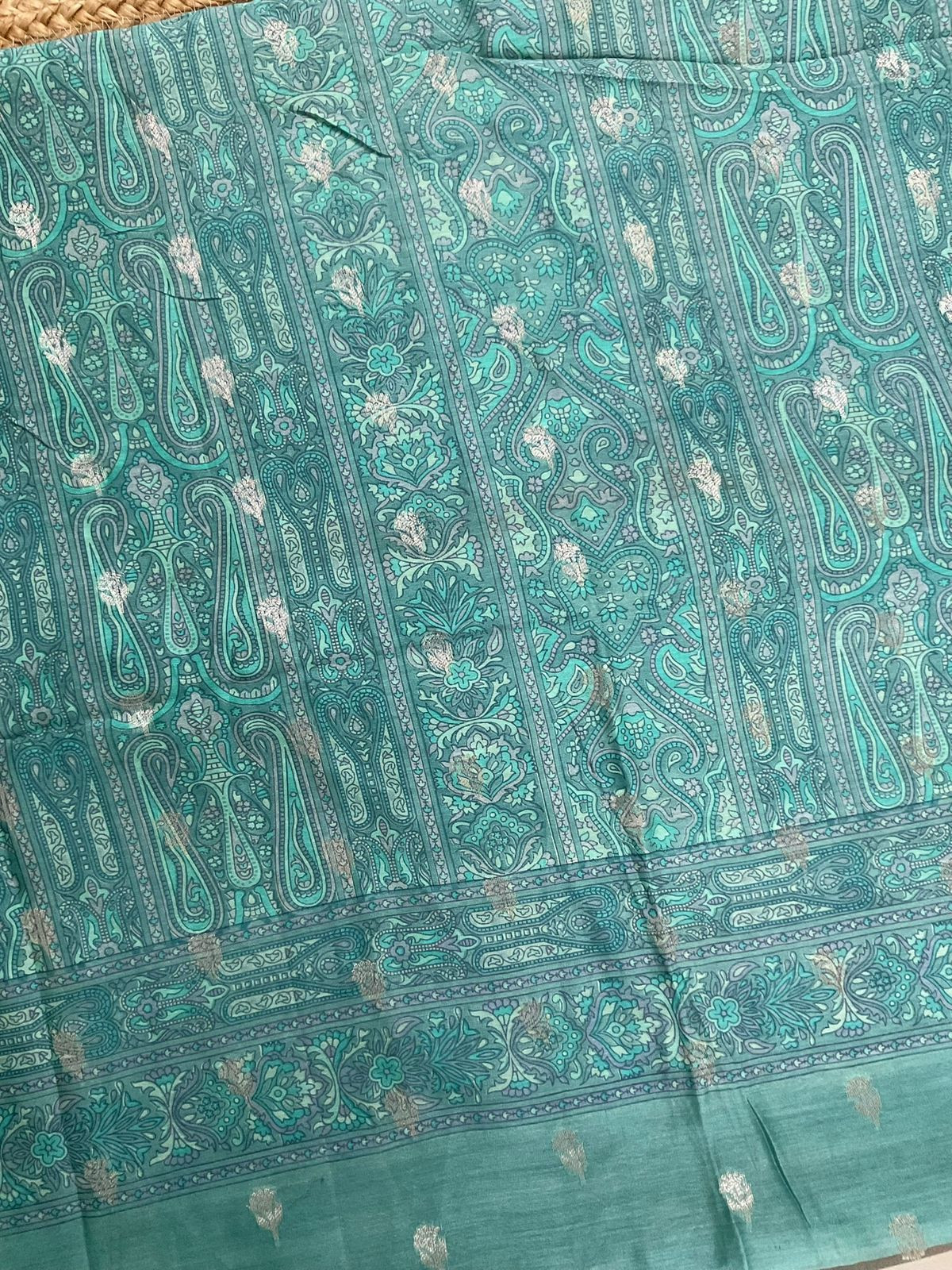 Pure Maheshwari Printed Banarasi Weaved Suit - Blue