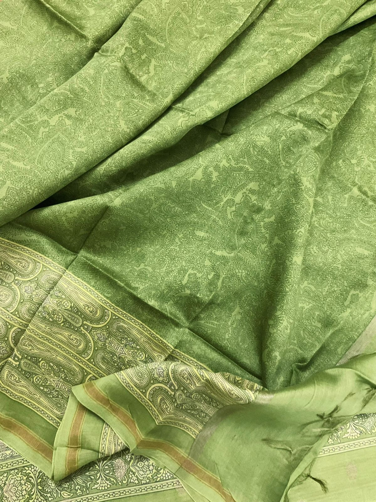 Pure Maheshwari Printed Banarasi Weaved Suit - Green