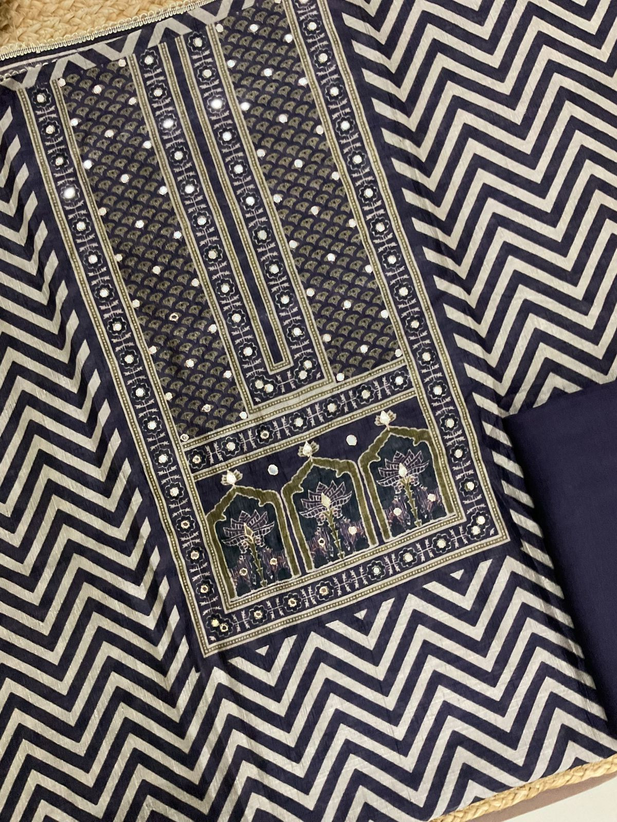 Soft Semi Raw Silk Printed Embroidered Suit - Purple