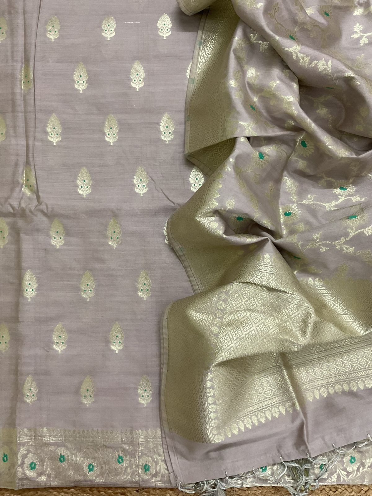 Pure Chanderi Silk Banarasi Weaved Suit - Lilac