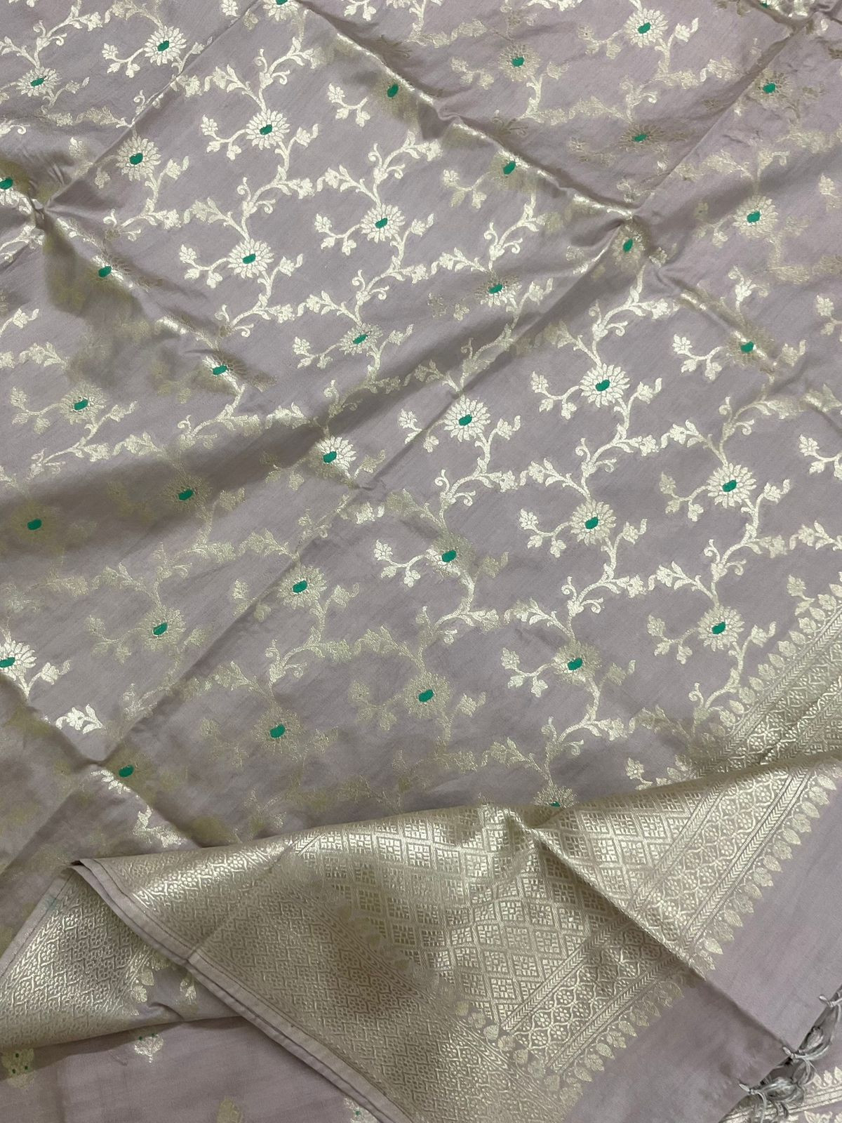 Pure Chanderi Silk Banarasi Weaved Suit - Lilac