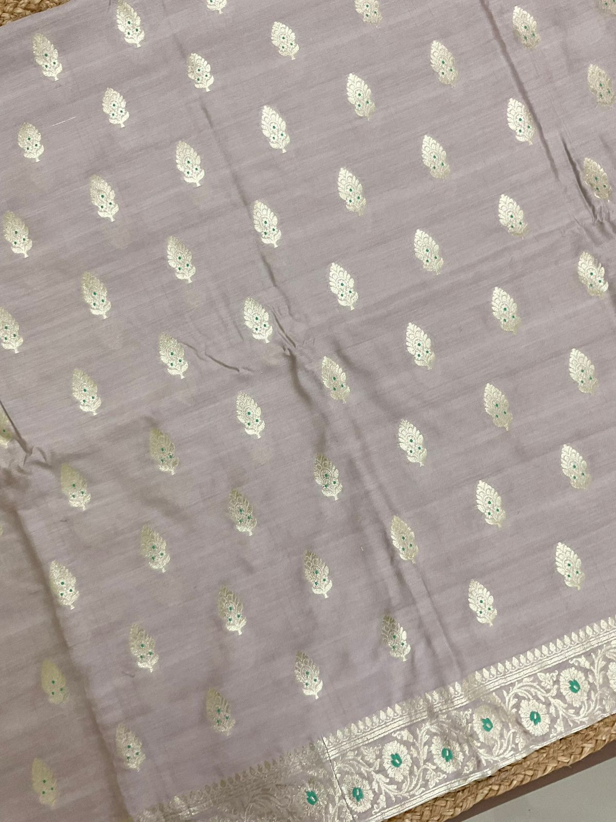 Pure Chanderi Silk Banarasi Weaved Suit - Lilac