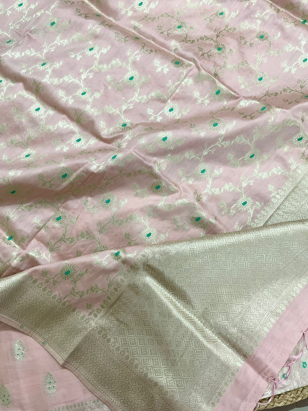 Pure Chanderi Silk Banarasi Weaved Suit - Pink