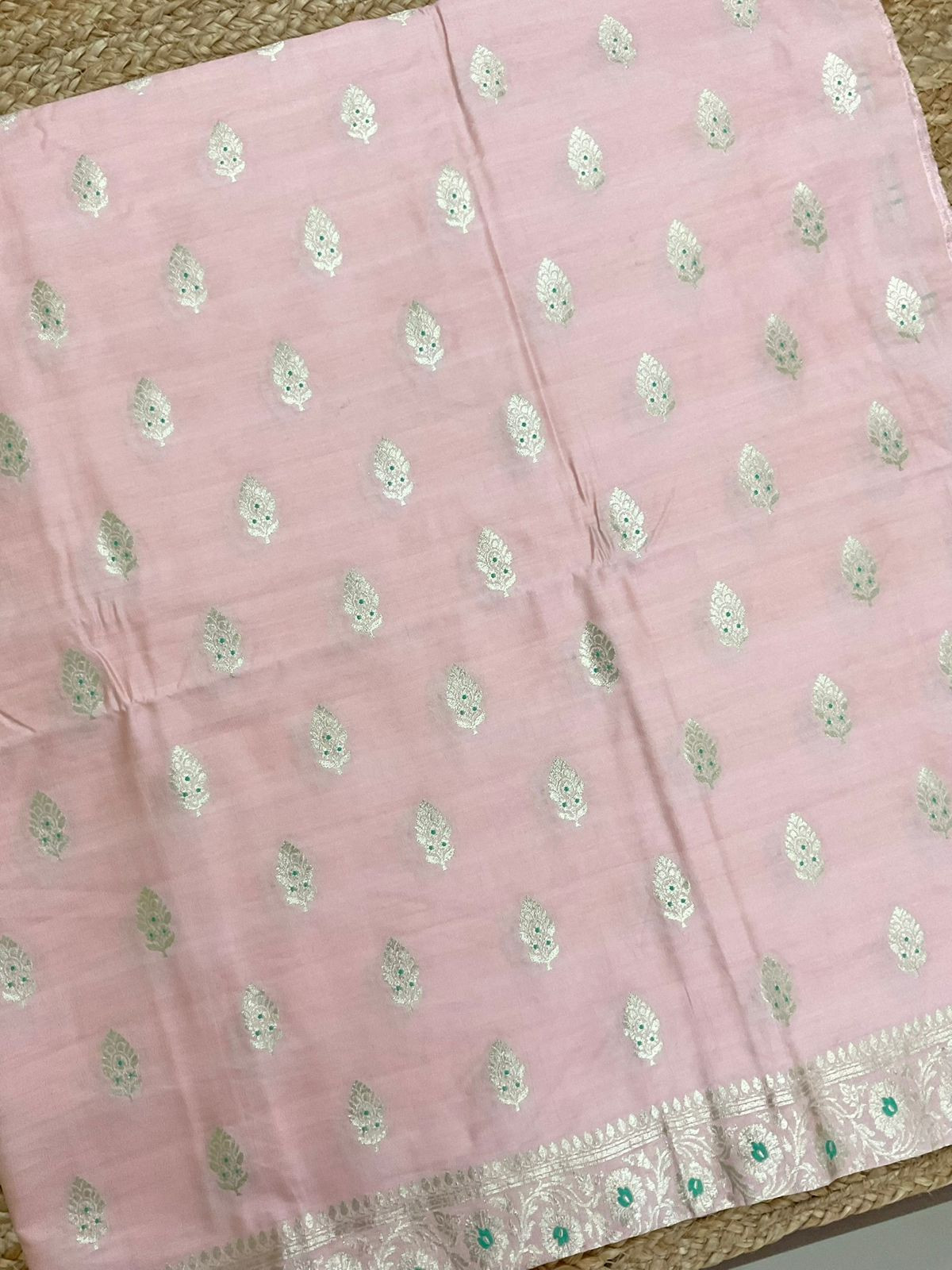Pure Chanderi Silk Banarasi Weaved Suit - Pink