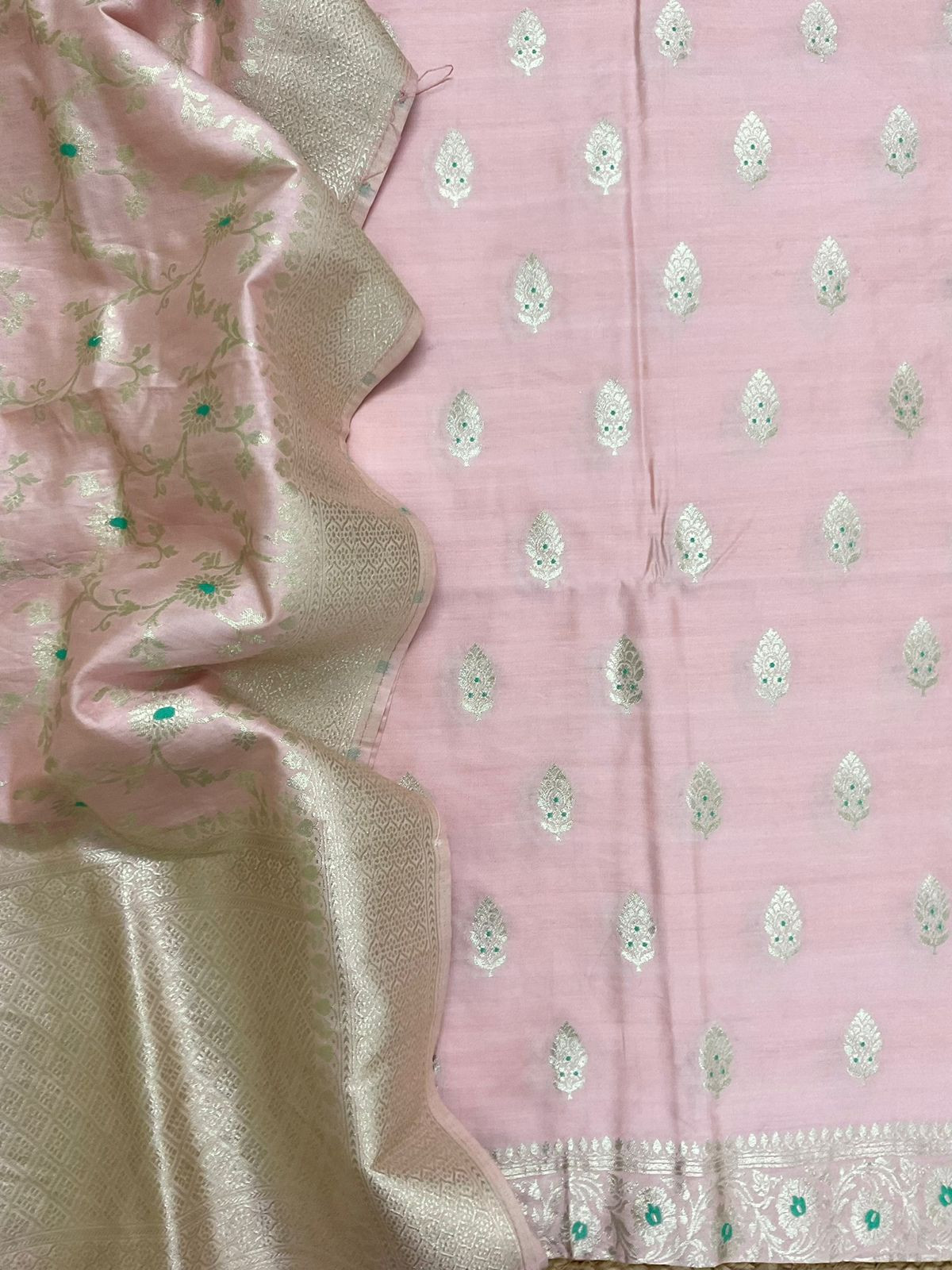 Pure Chanderi Silk Banarasi Weaved Suit - Pink