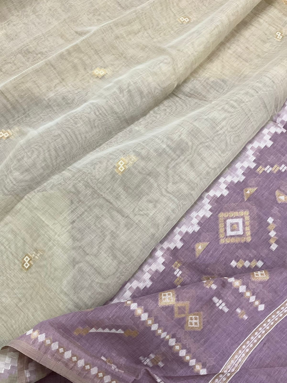 Soft Fine Slub Chanderi Jamdani Weaved Suit - Purple