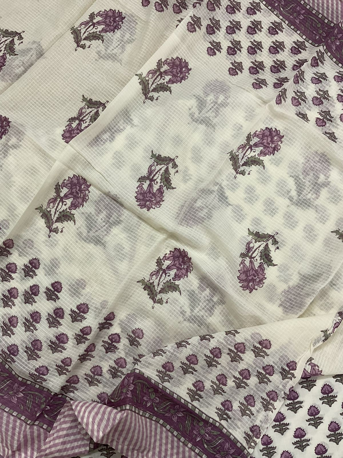 Pure Cotton Printed Embroidered Suit - Off White