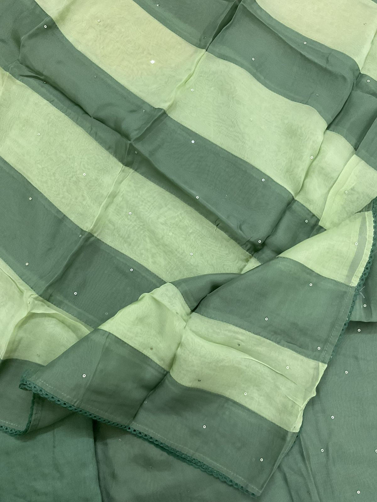 Soft Fine Organza Embroidered Suit - Green