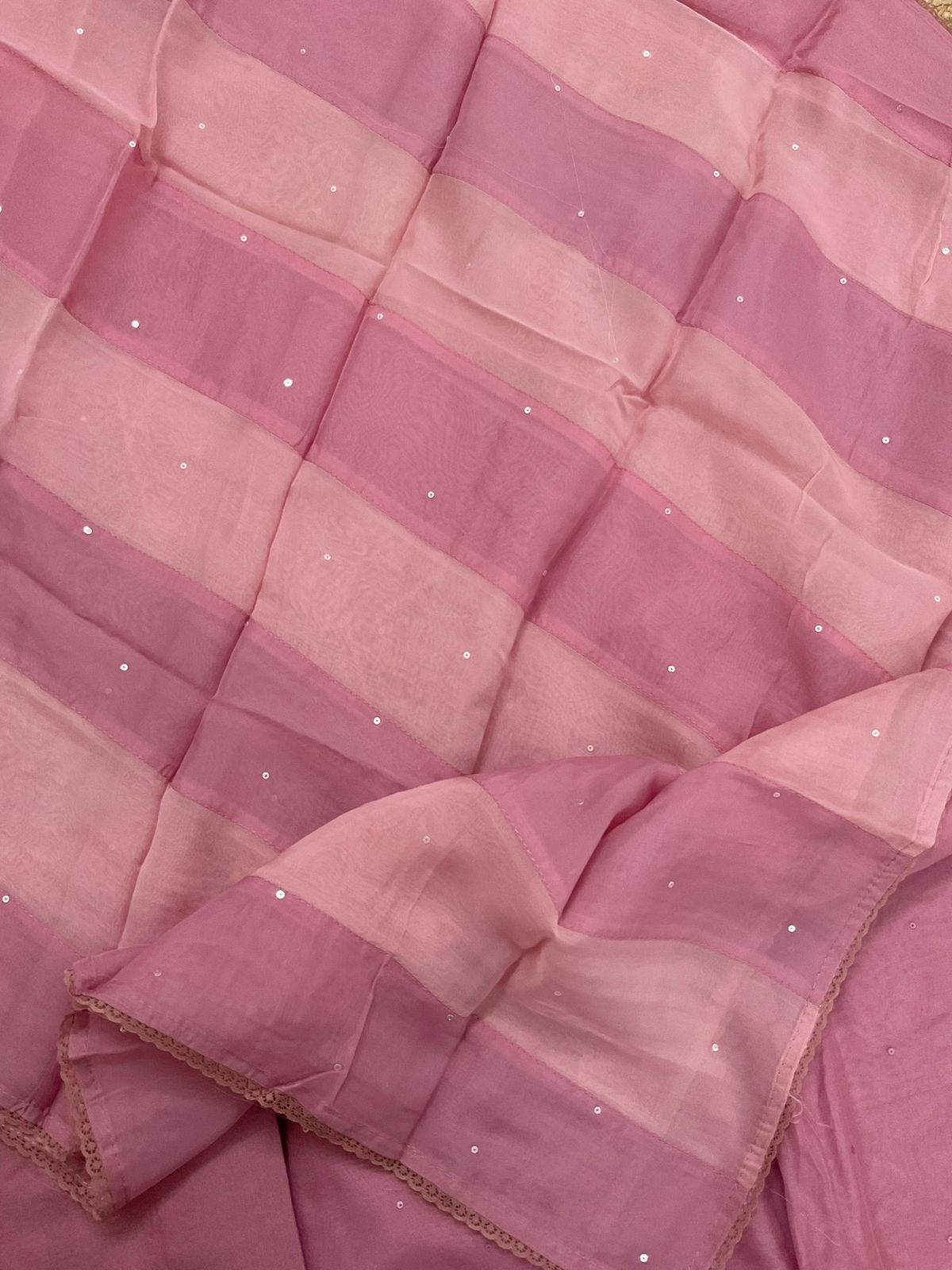 Soft Fine Organza Embroidered Suit - Pink