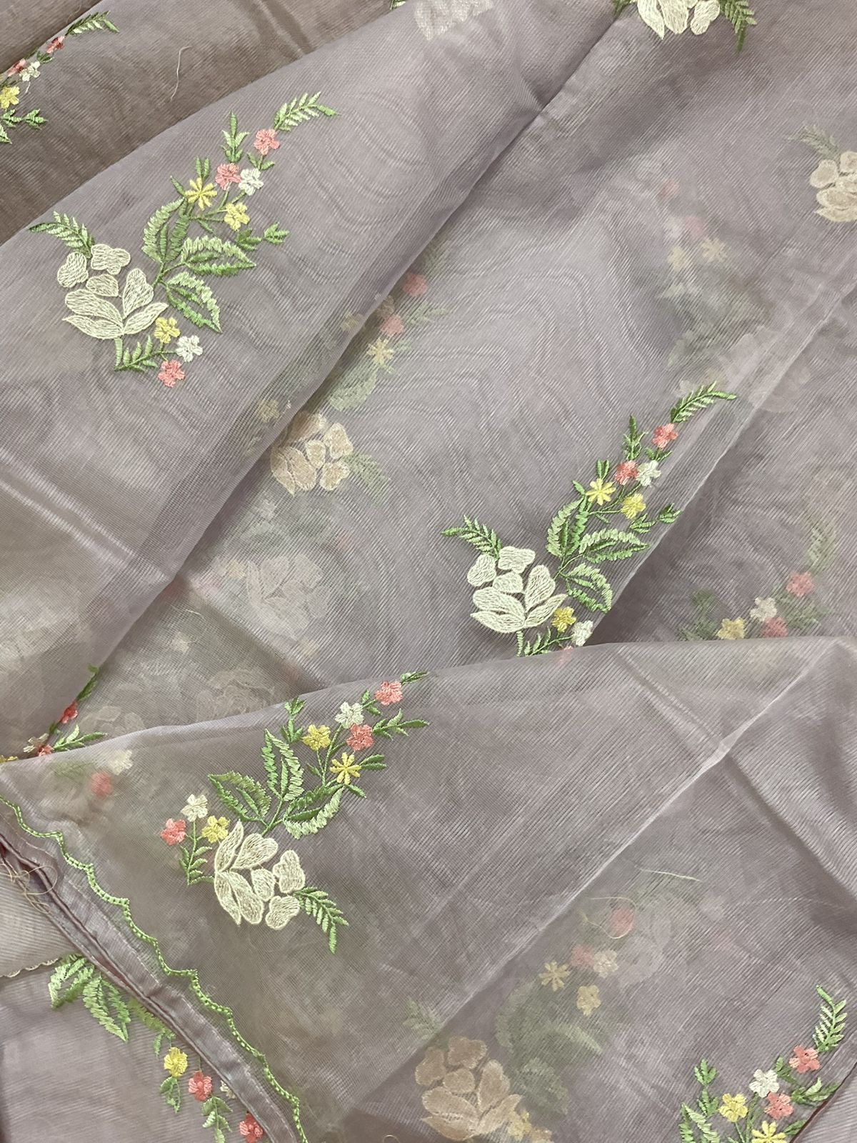 Soft Fine Supernet Embroidered Suit - Lavender