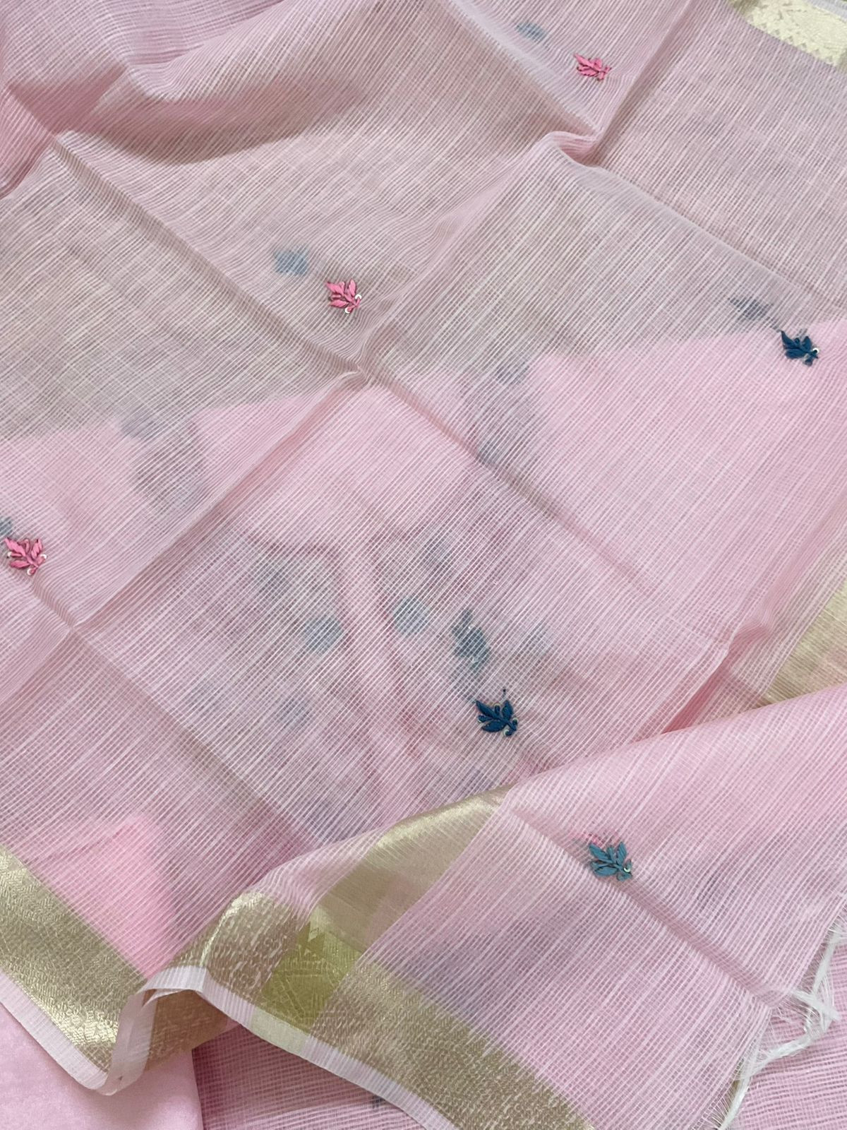 Soft Kota Organza Embroidered Suit - Pink