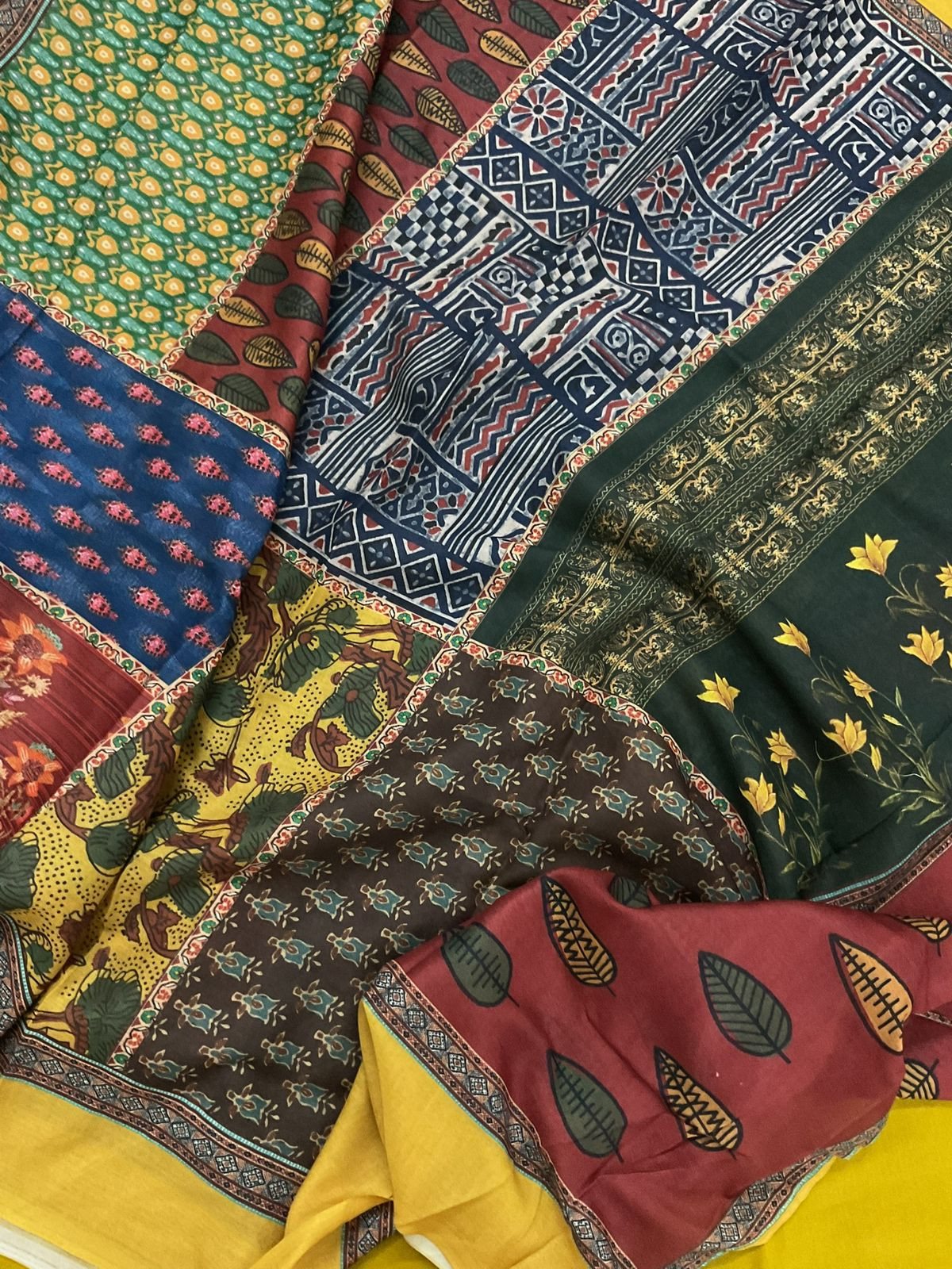 Pure Cotton Printed Embroidered Suit - Yellow